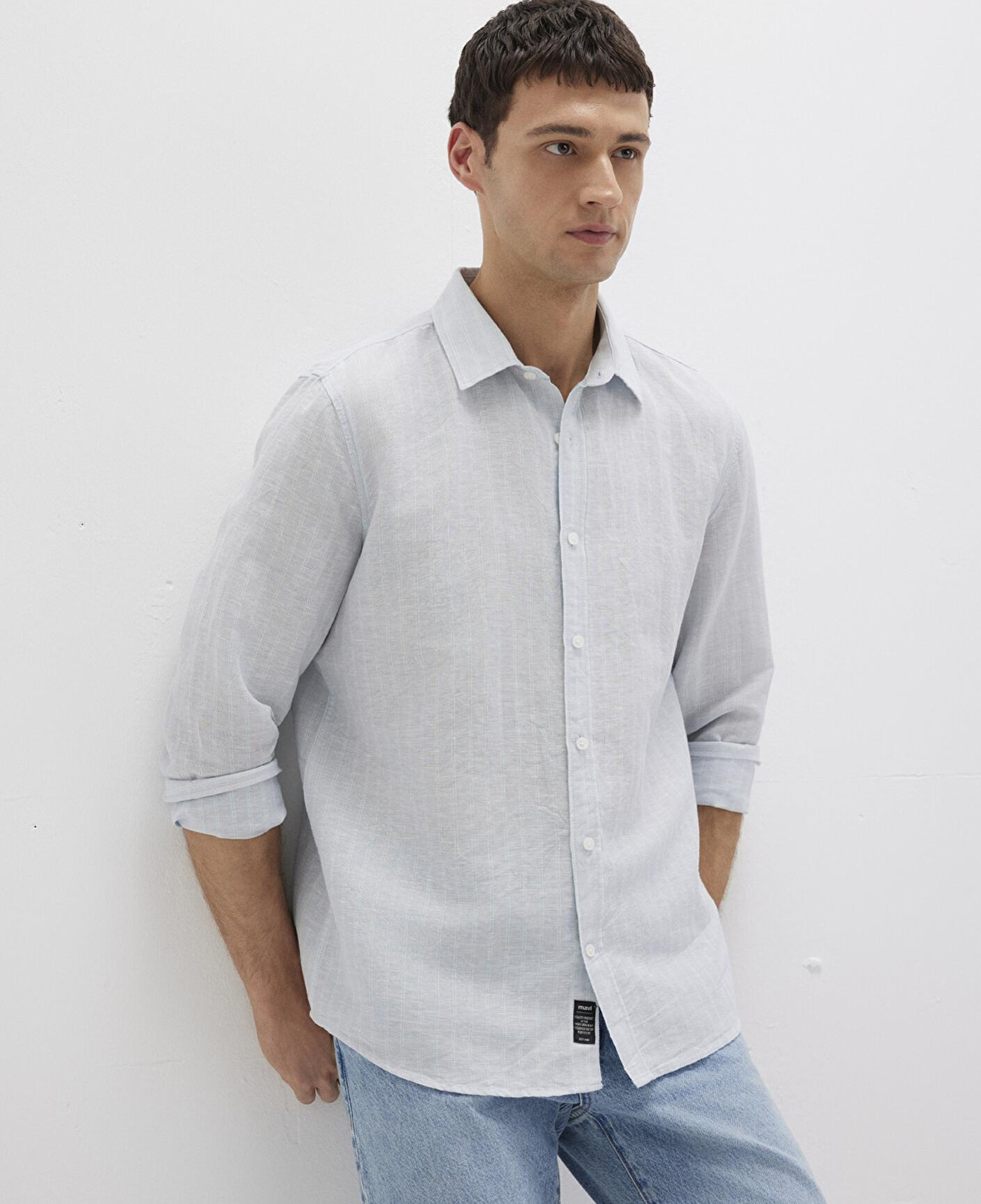 Mavi Çizgili Mavi Gömlek Regular Fit / Normal Kesim 0211699-90919