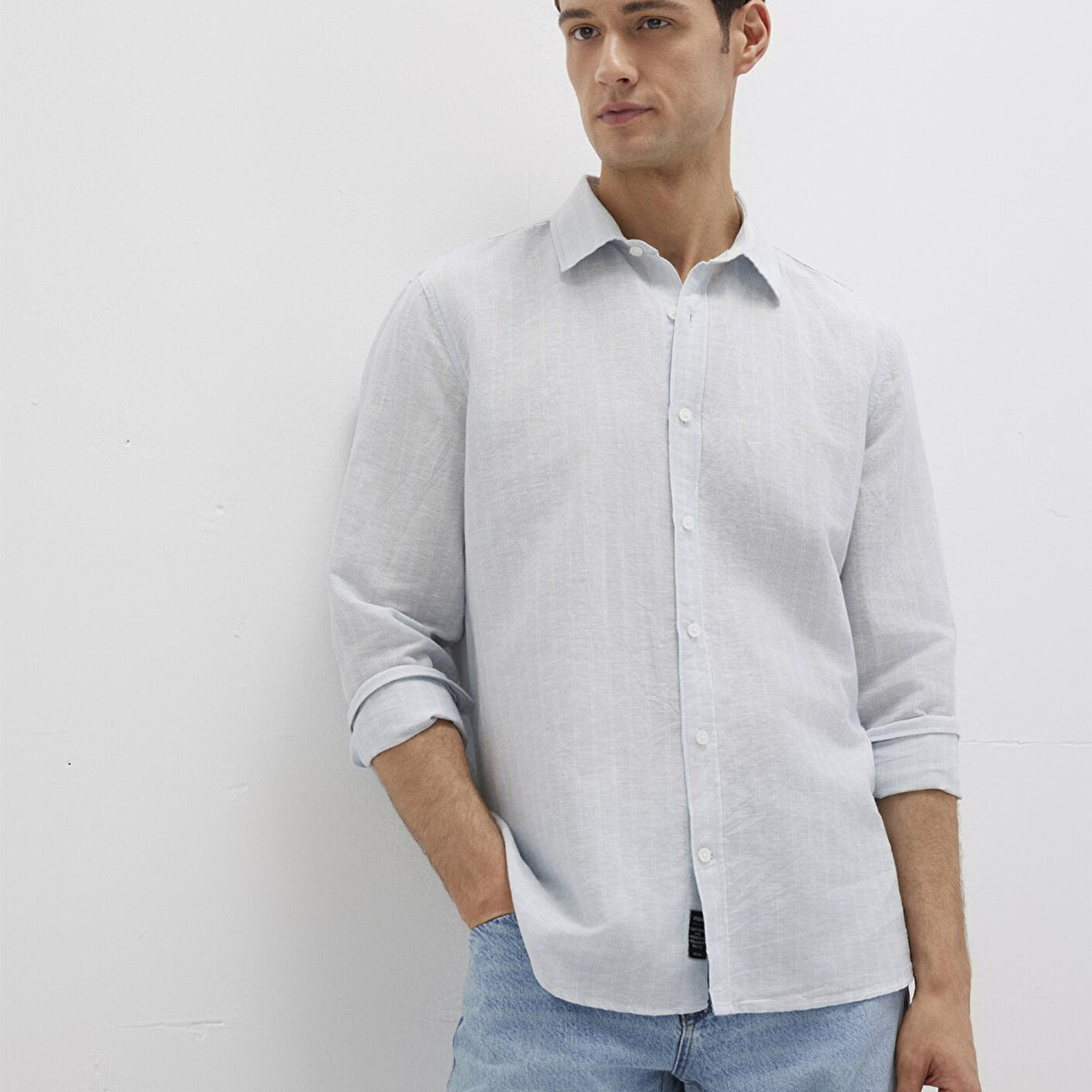 Mavi Çizgili Mavi Gömlek Regular Fit / Normal Kesim 0211699-90919