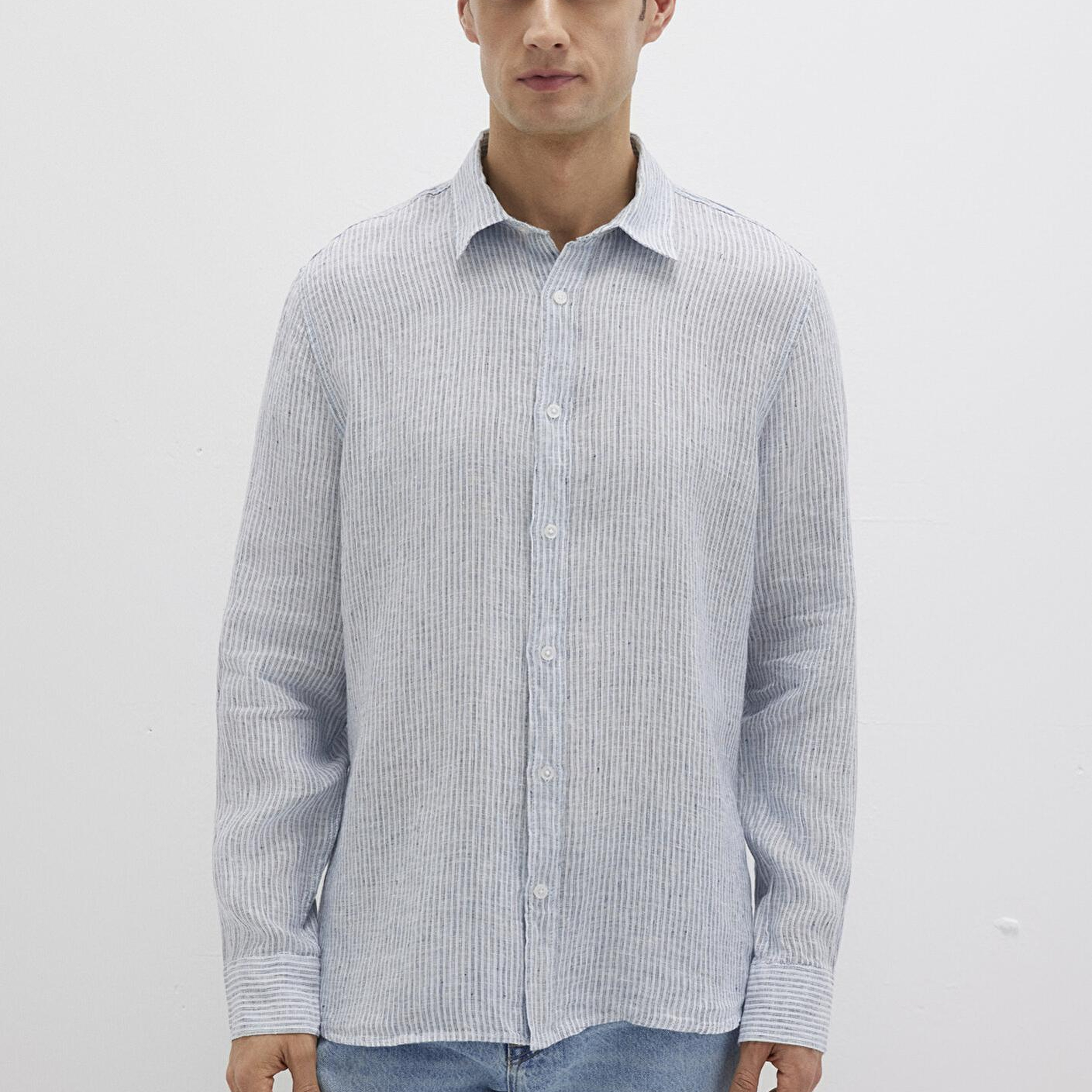 Mavi Çizgili Mavi Gömlek Regular Fit / Normal Kesim 0211694-90913