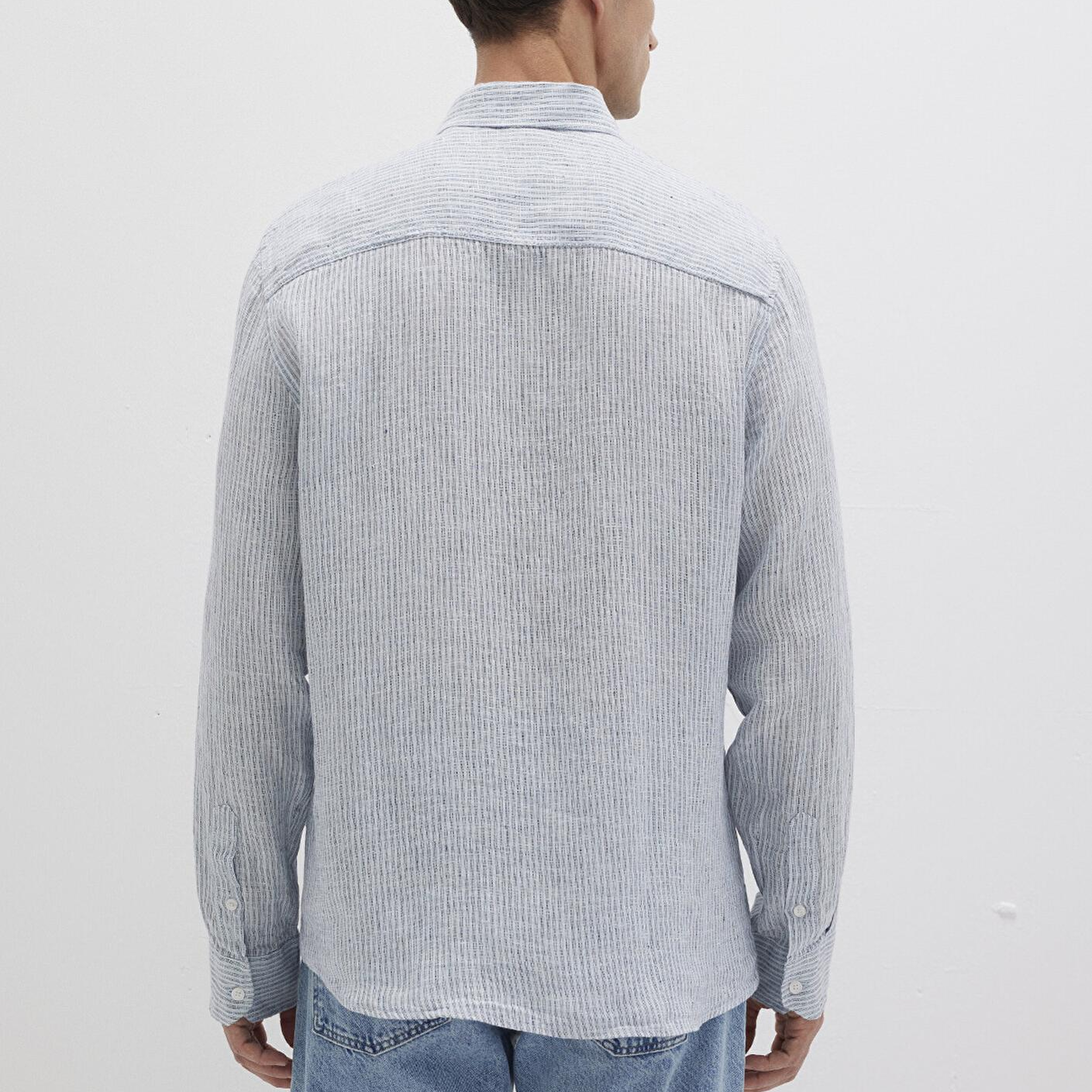 Mavi Çizgili Mavi Gömlek Regular Fit / Normal Kesim 0211694-90913