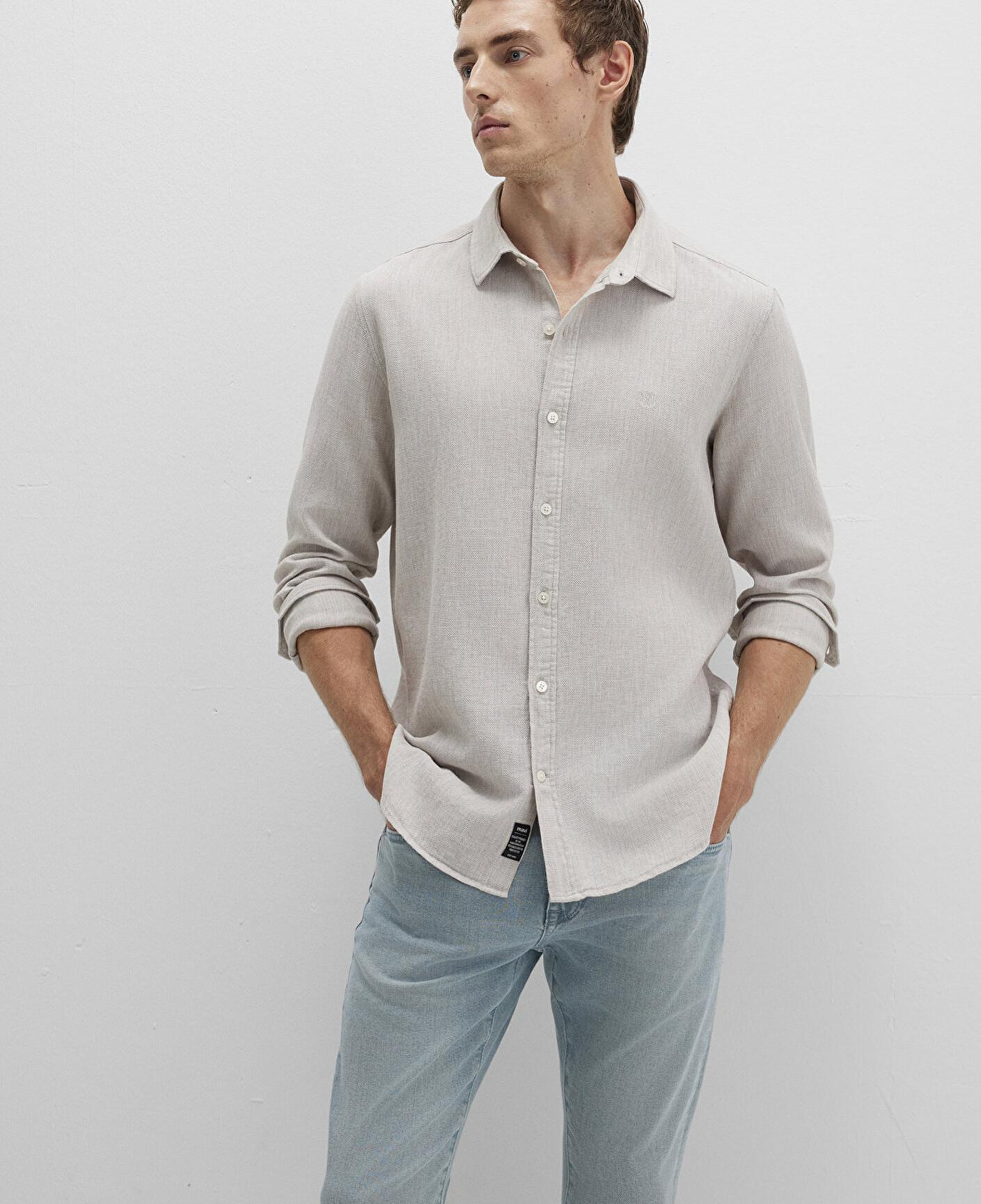 Mavi Bej Gömlek Slim Fit / Dar Kesim 0211656-70145