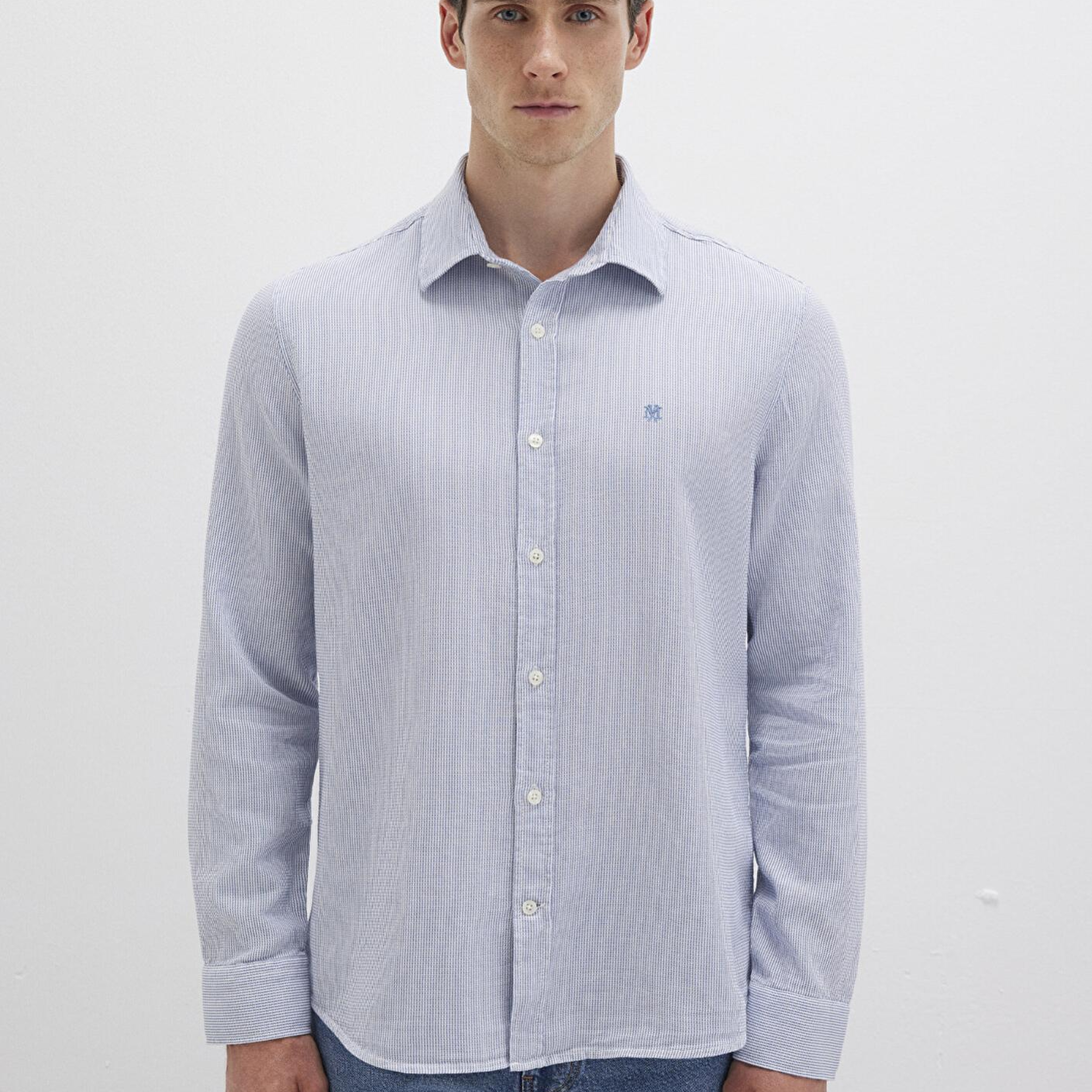 Mavi Çizgili Mavi Gömlek Slim Fit / Dar Kesim 0211653-90862