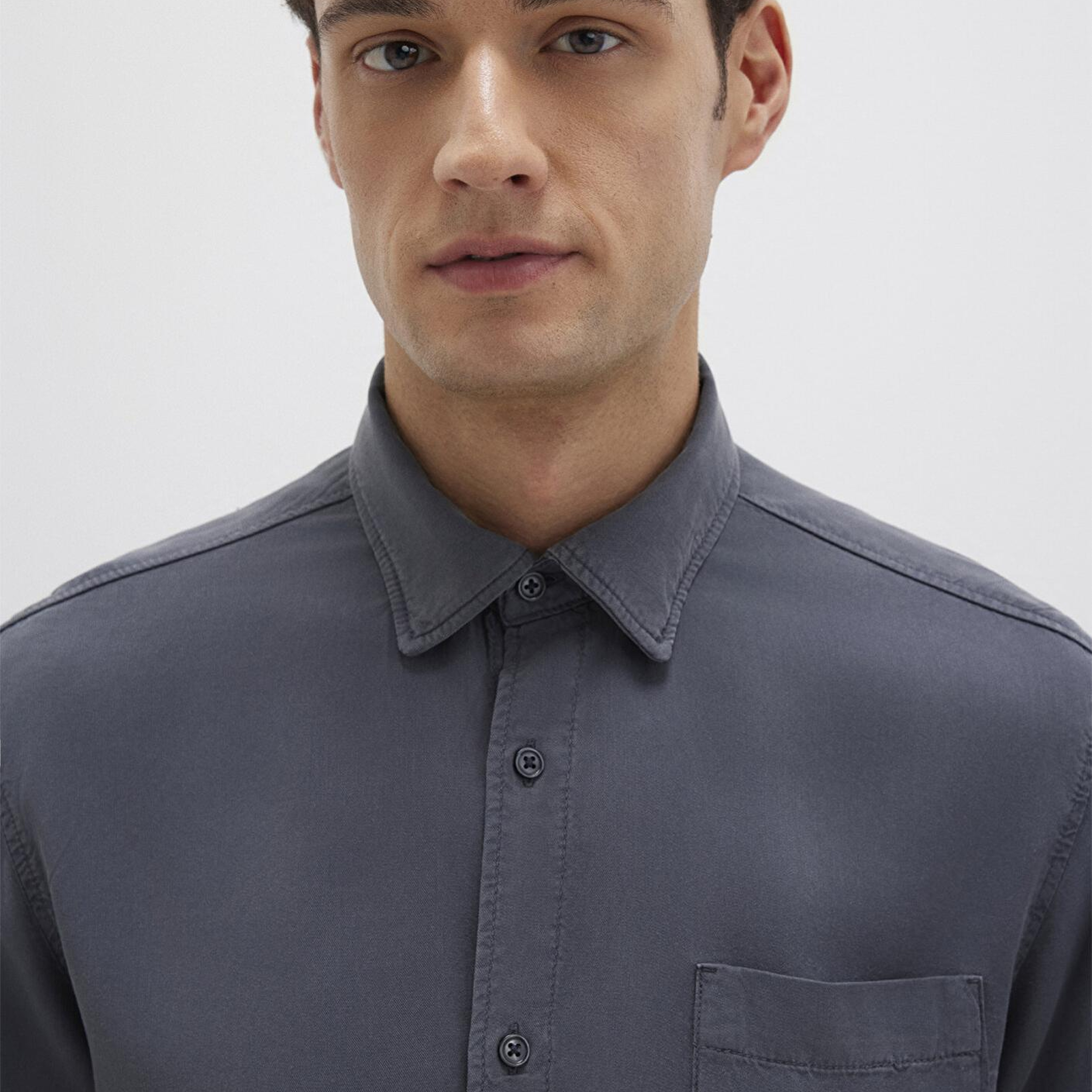 Mavi Antrasit (TENCEL™) Liyosel Gömlek Regular Fit / Normal Kesim 0211647-80106