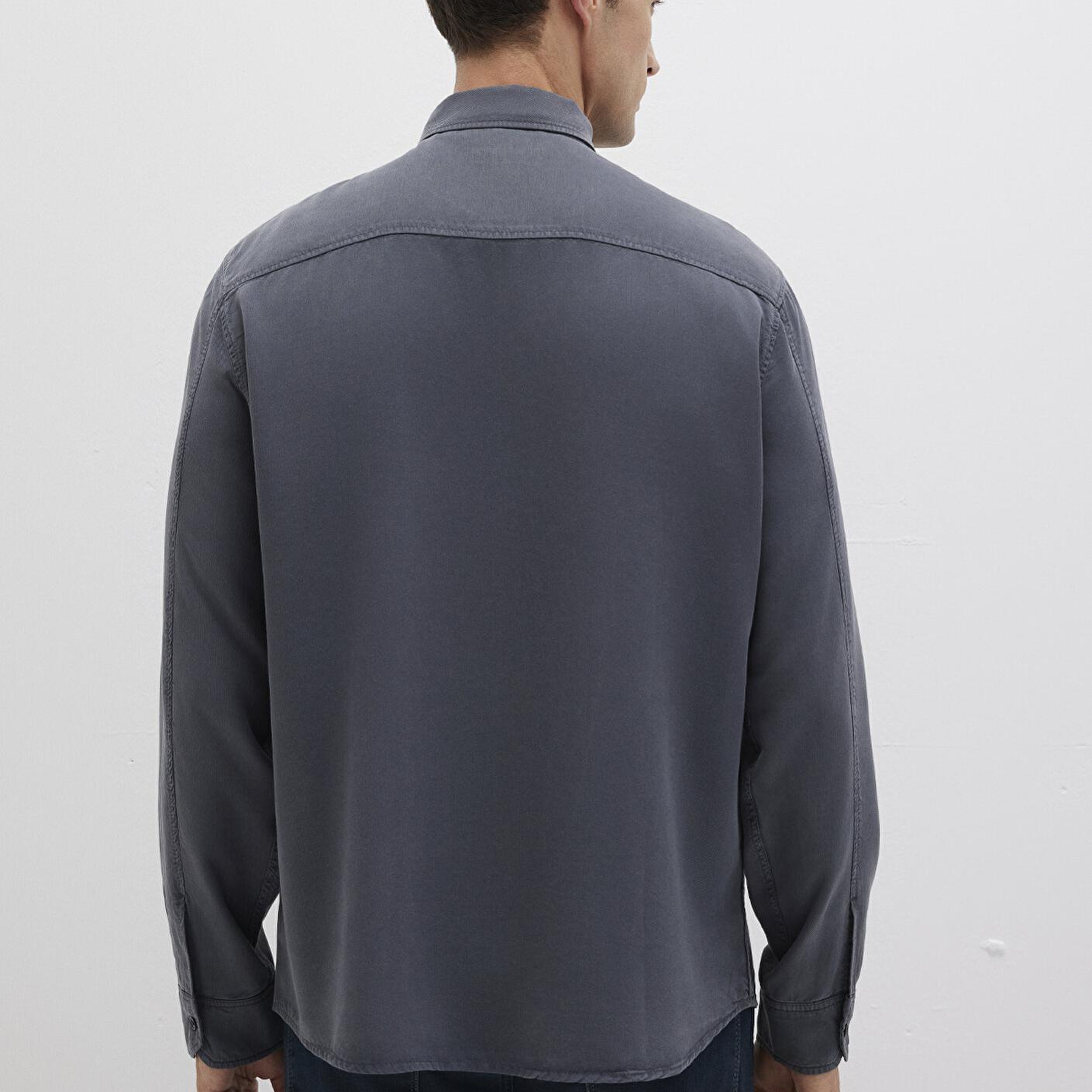 Mavi Antrasit (TENCEL™) Liyosel Gömlek Regular Fit / Normal Kesim 0211647-80106