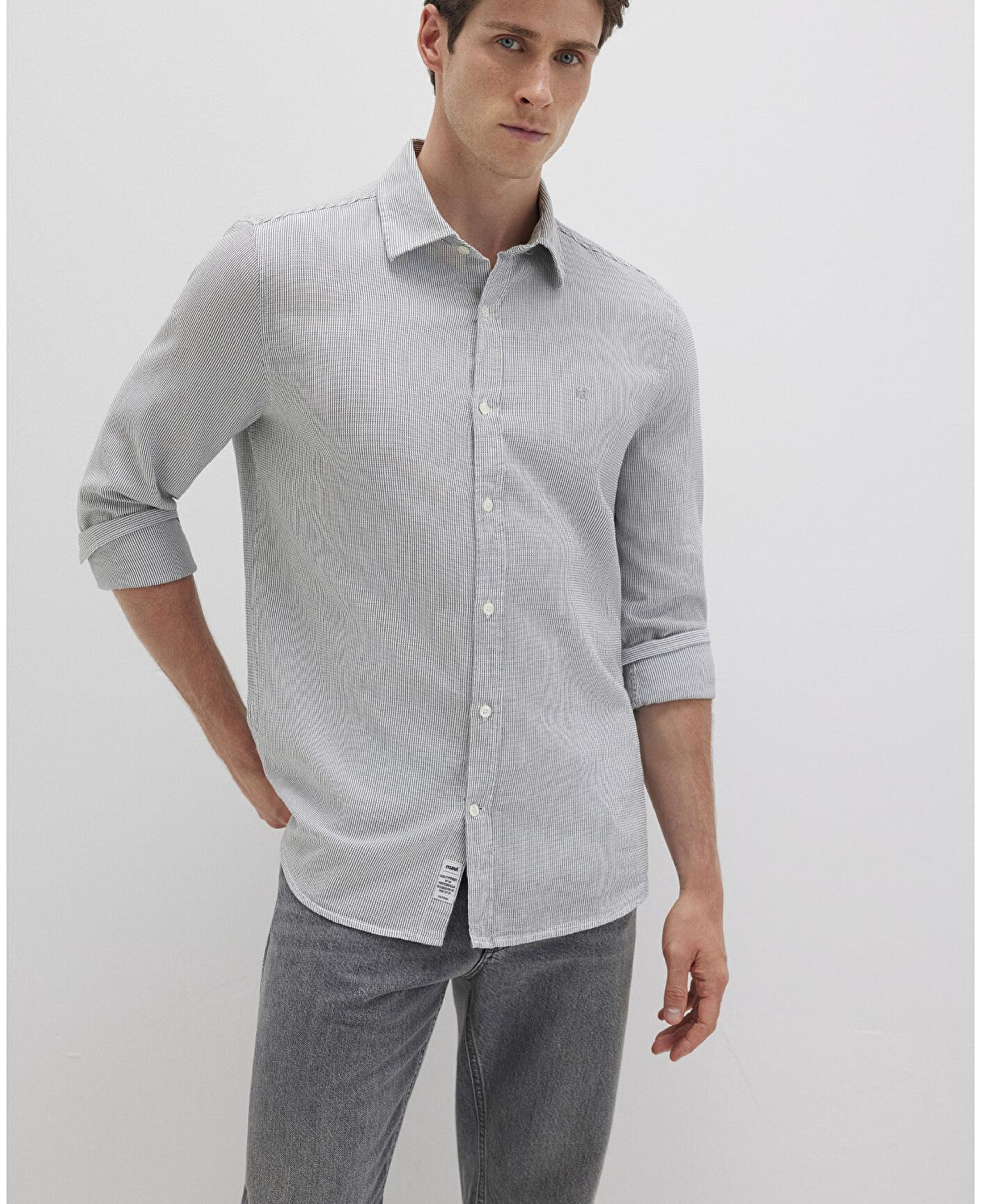 Mavi Çizgili Yeşil Gömlek Slim Fit / Dar Kesim 0211653-90861