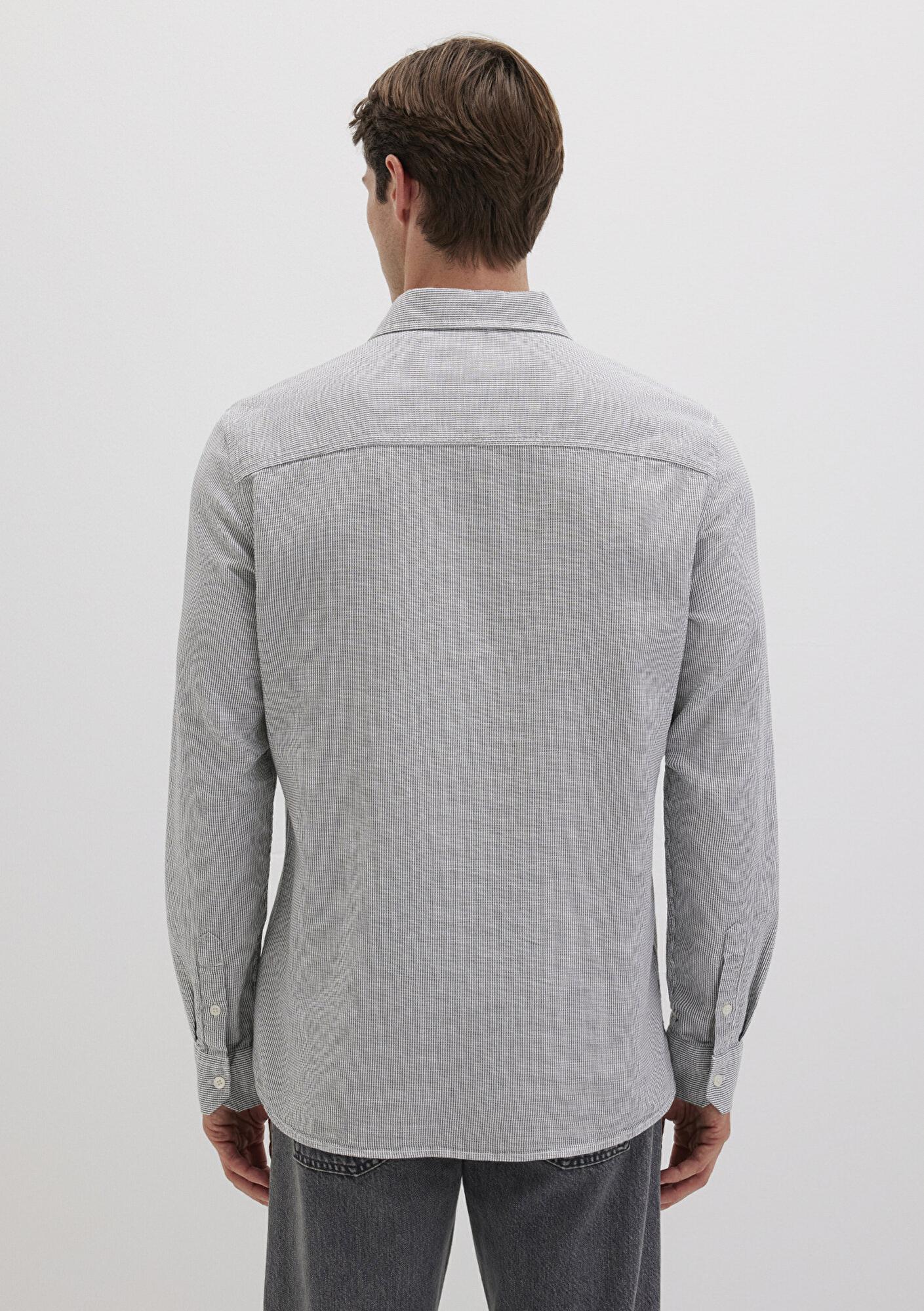 Mavi Çizgili Yeşil Gömlek Slim Fit / Dar Kesim 0211653-90861