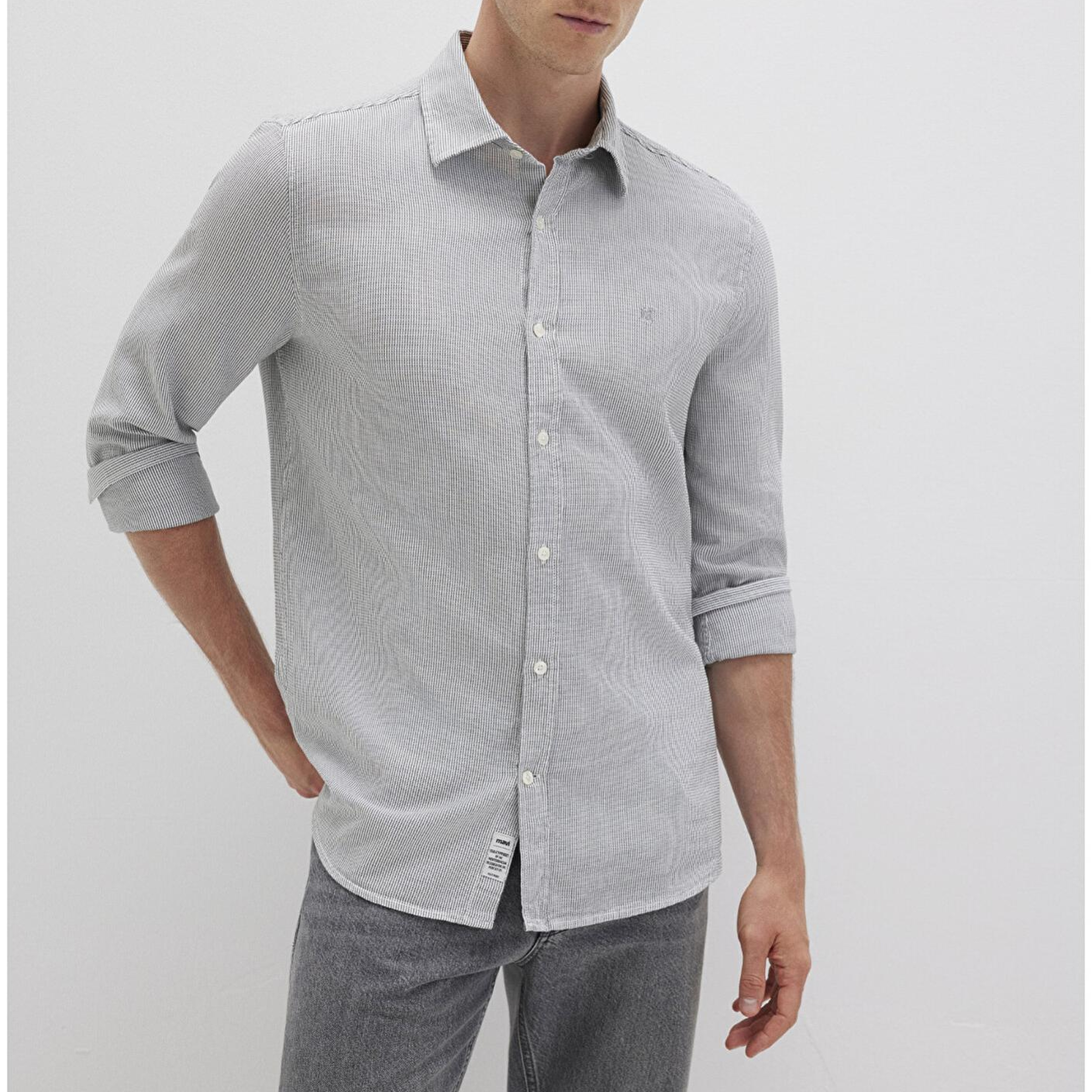 Mavi Çizgili Yeşil Gömlek Slim Fit / Dar Kesim 0211653-90861