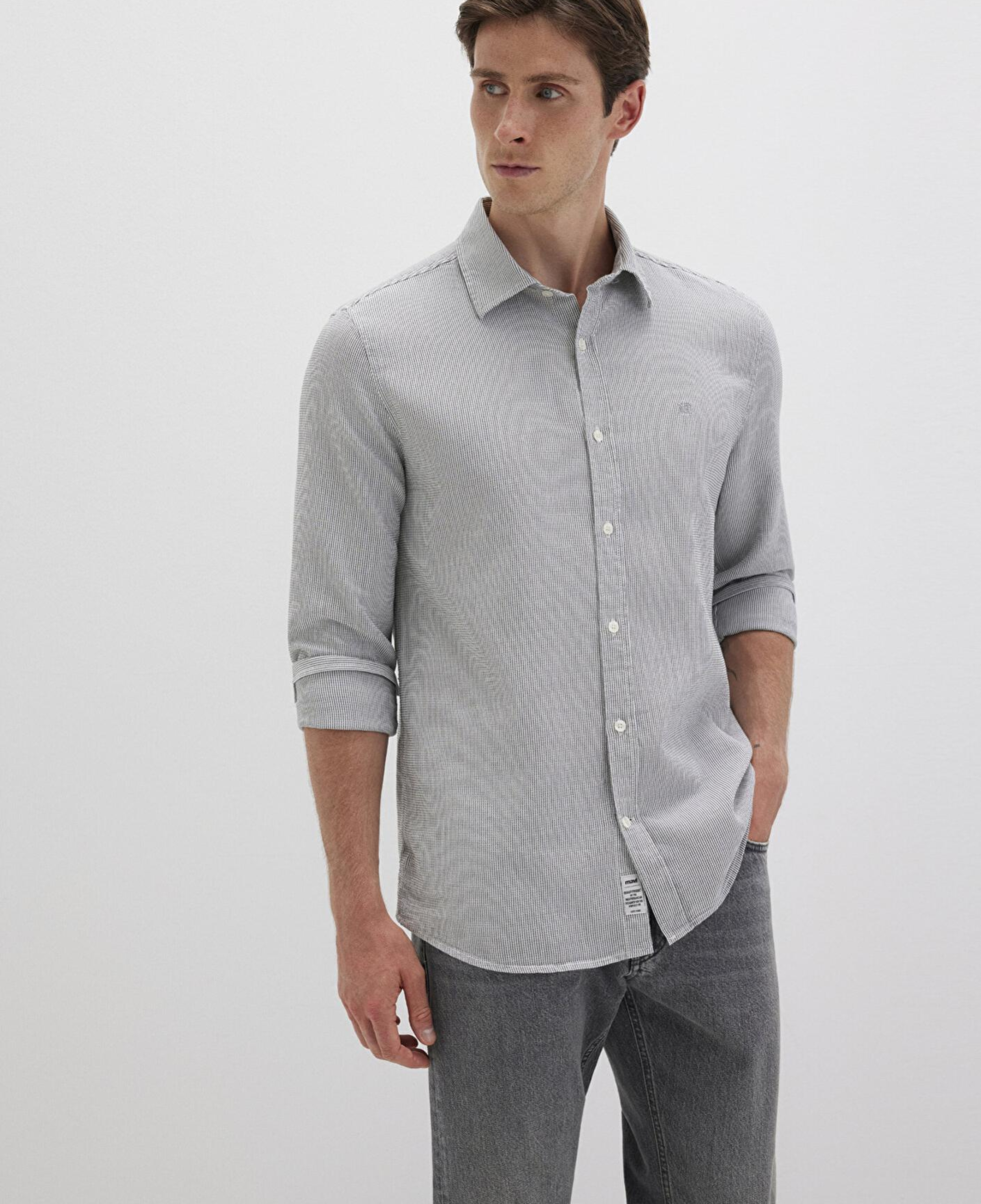 Mavi Çizgili Yeşil Gömlek Slim Fit / Dar Kesim 0211653-90861