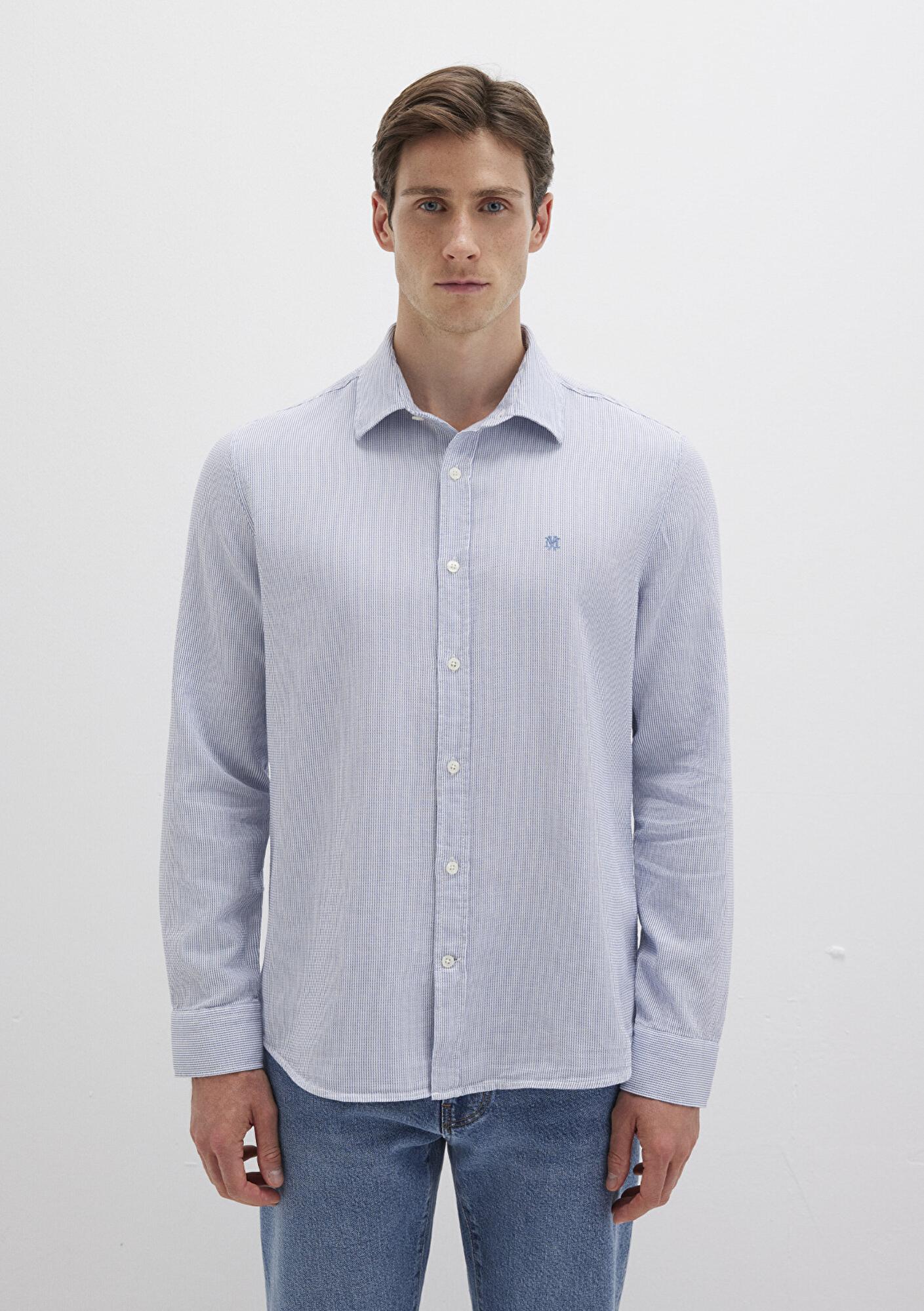 Mavi Çizgili Mavi Gömlek Slim Fit / Dar Kesim 0211653-90862