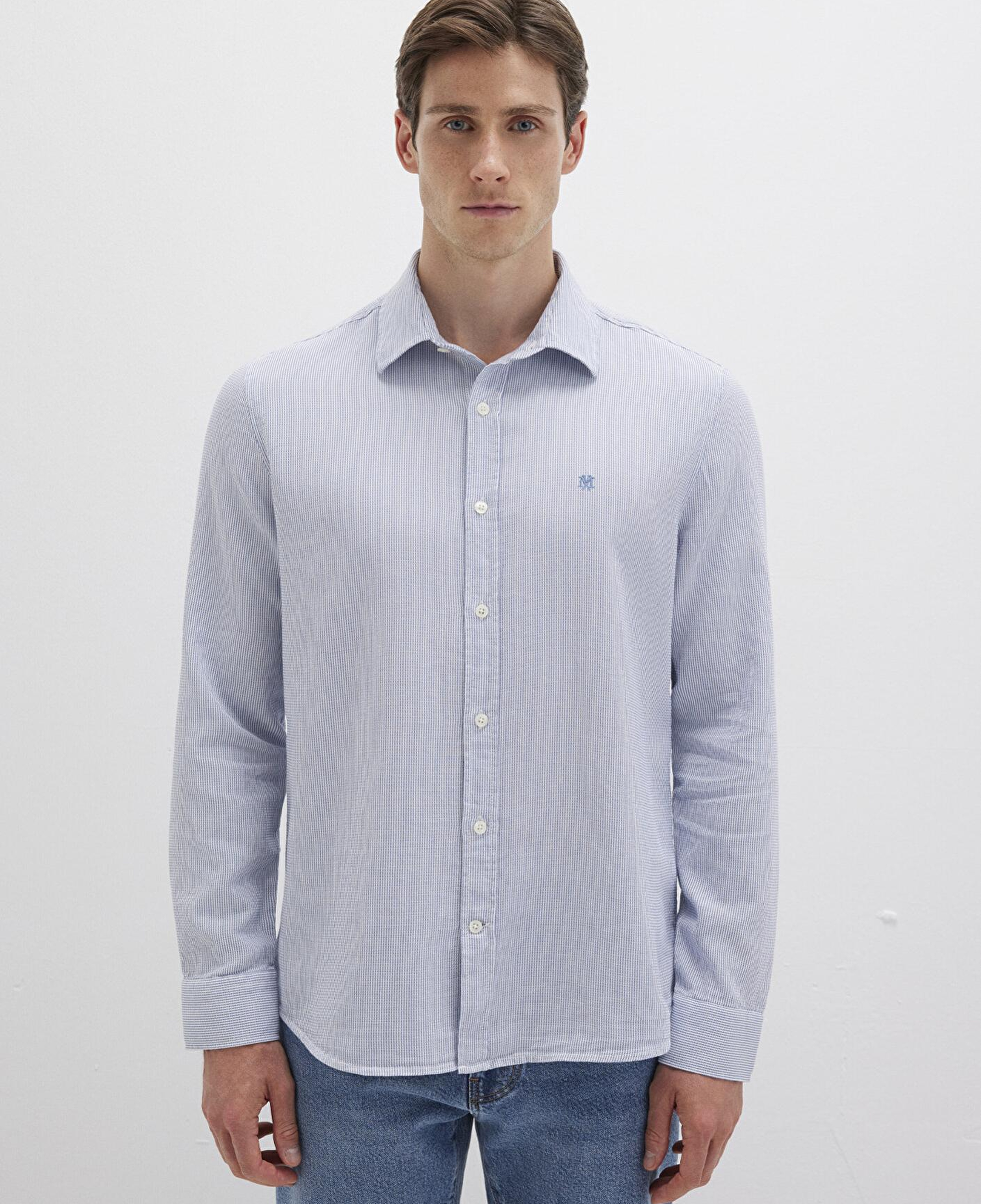 Mavi Çizgili Mavi Gömlek Slim Fit / Dar Kesim 0211653-90862