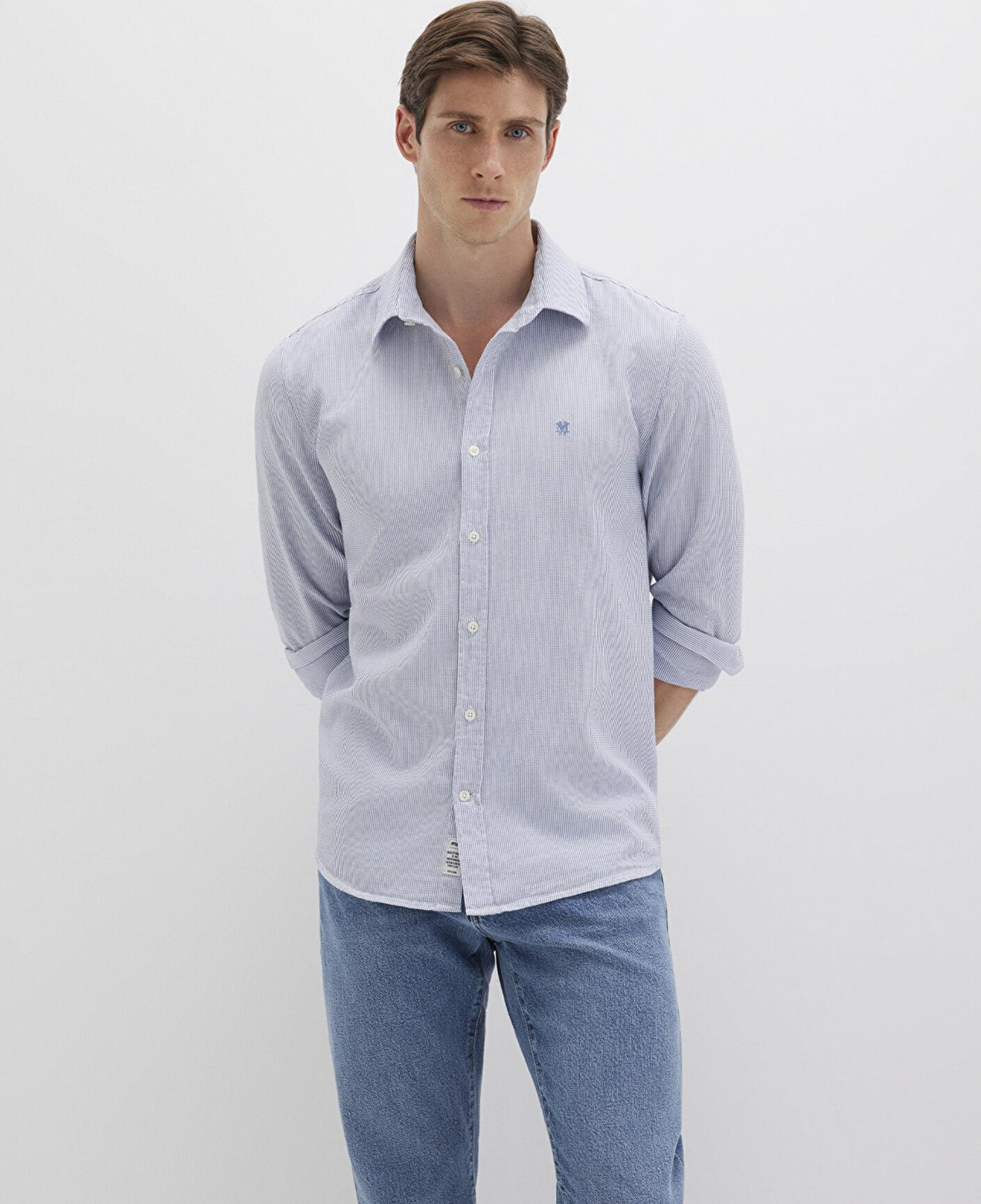 Mavi Çizgili Mavi Gömlek Slim Fit / Dar Kesim 0211653-90862