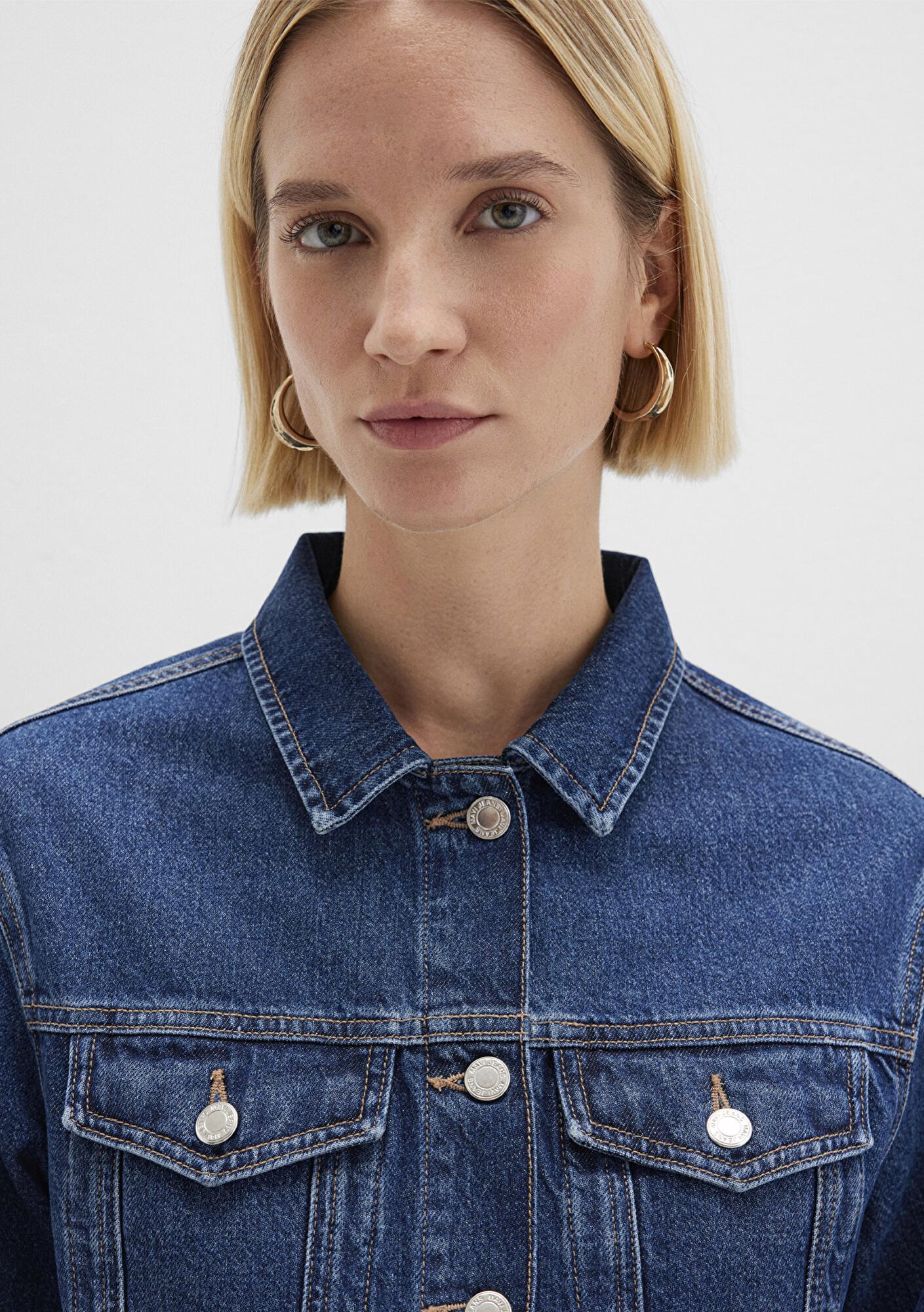 Mavi Karla 90lar Koyu Mavi Jean Ceket 110154-91001