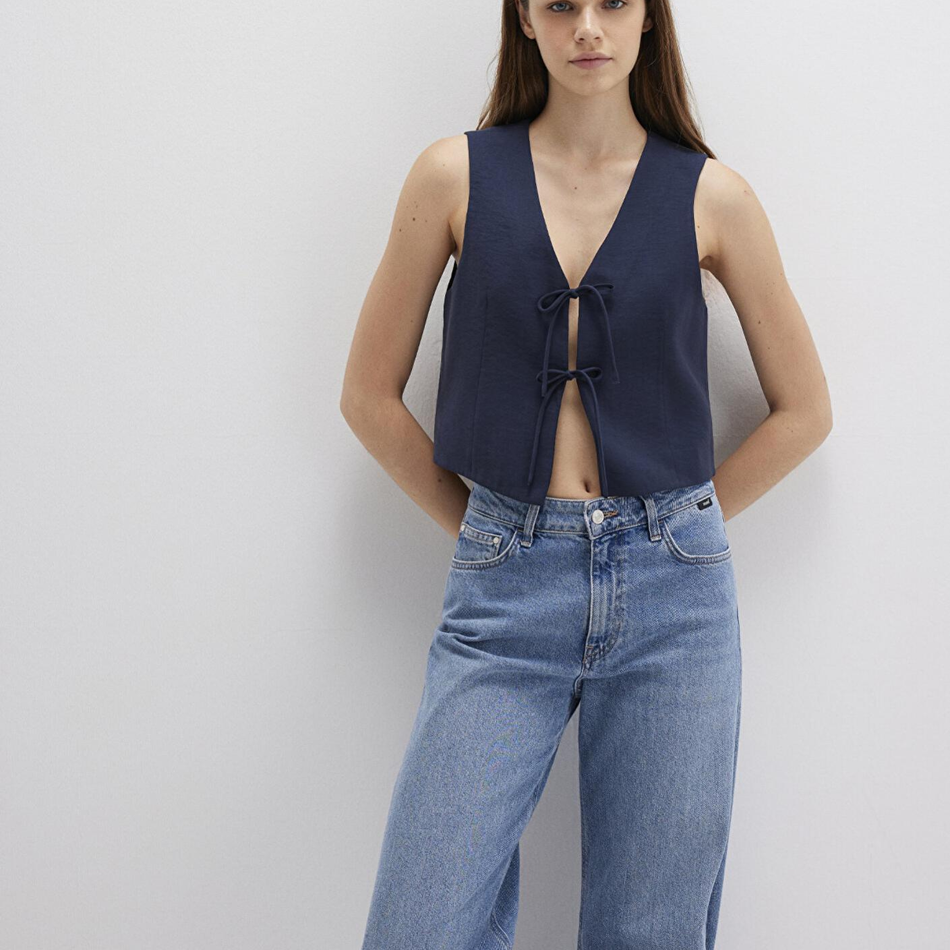 Mavi Bağcıklı Lacivert Bluz 1211200-82318