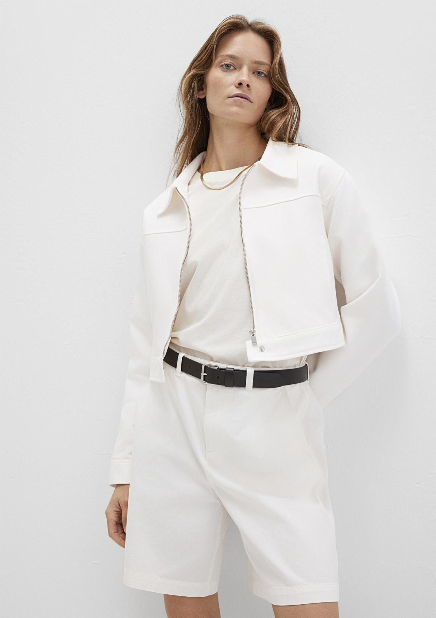 Mavi Ekru Kısa Ceket Fitted / Vücuda Oturan Kesim 1110770-70057