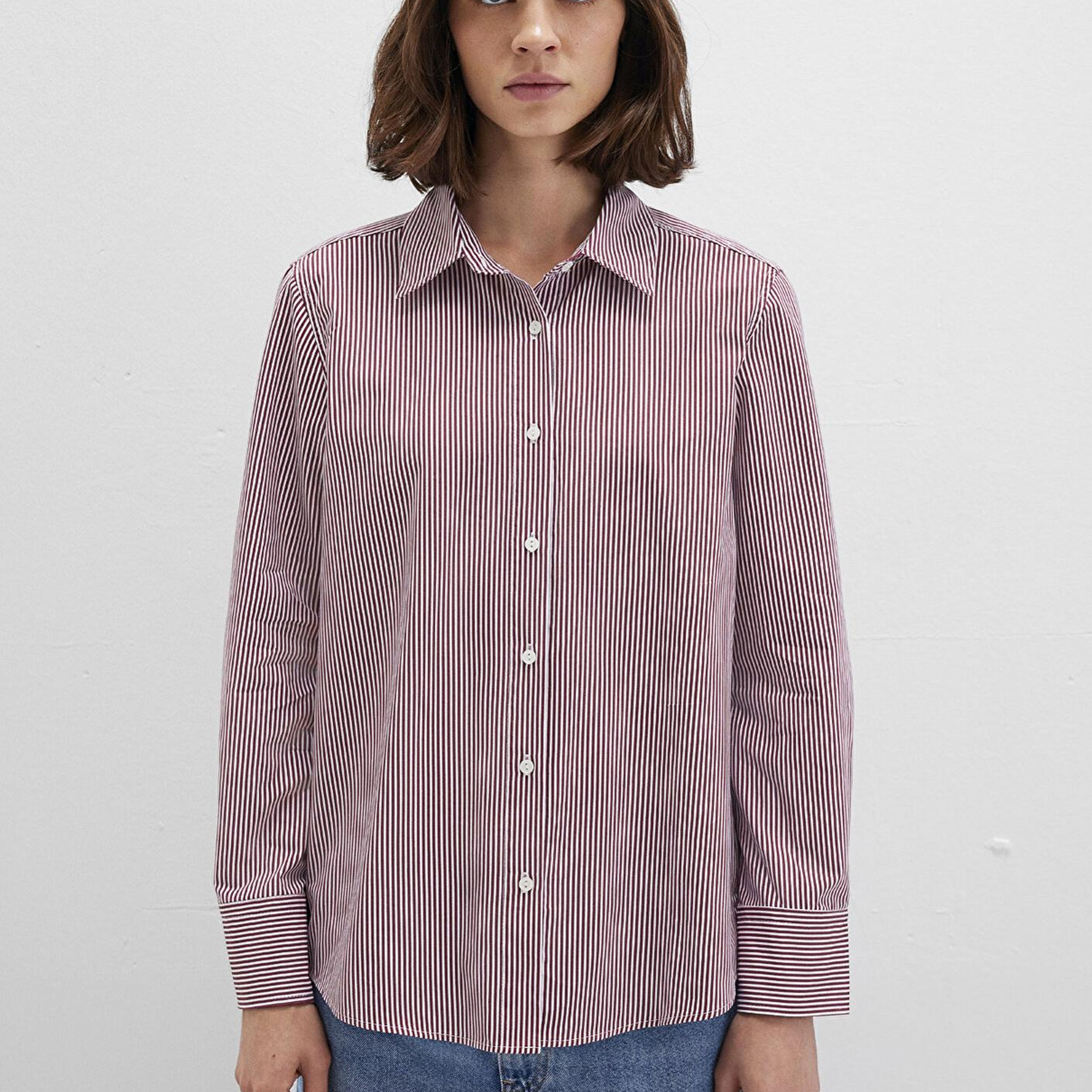 Mavi Çizgili Kırmızı Gömlek Regular Fit / Normal Kesim 1211199-90724