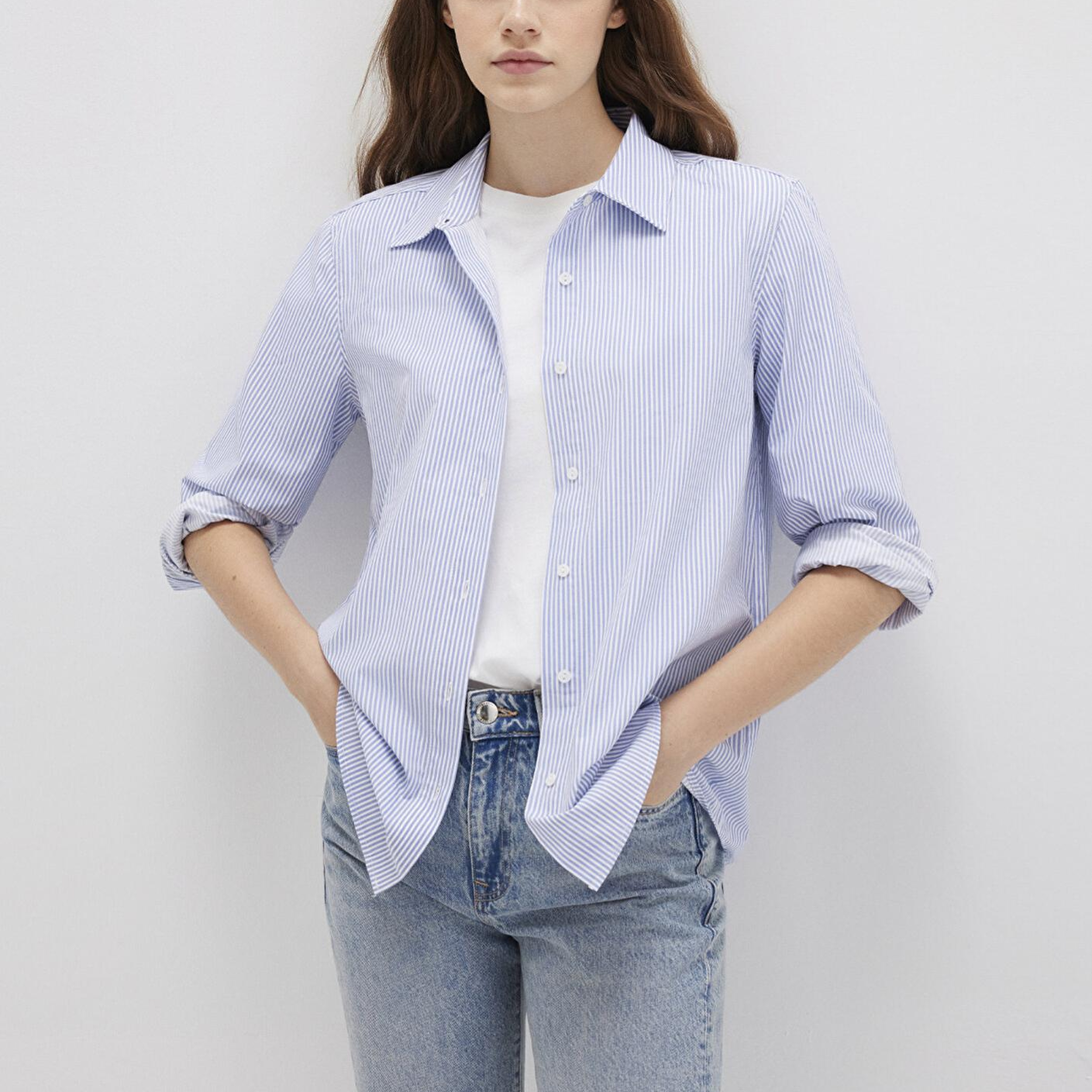 Mavi Çizgili Mavi Gömlek Regular Fit / Normal Kesim 1211199-81963