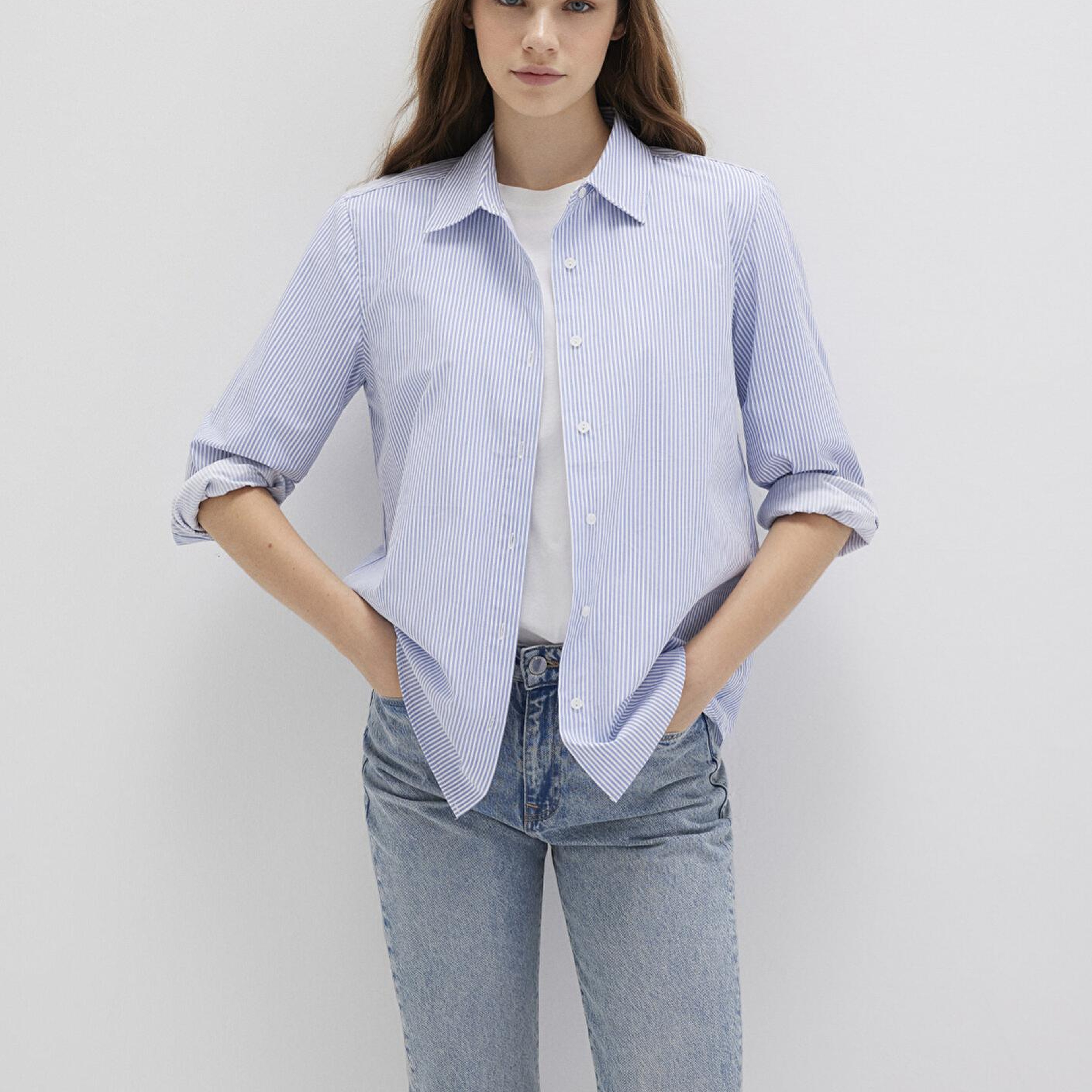 Mavi Çizgili Mavi Gömlek Regular Fit / Normal Kesim 1211199-81963