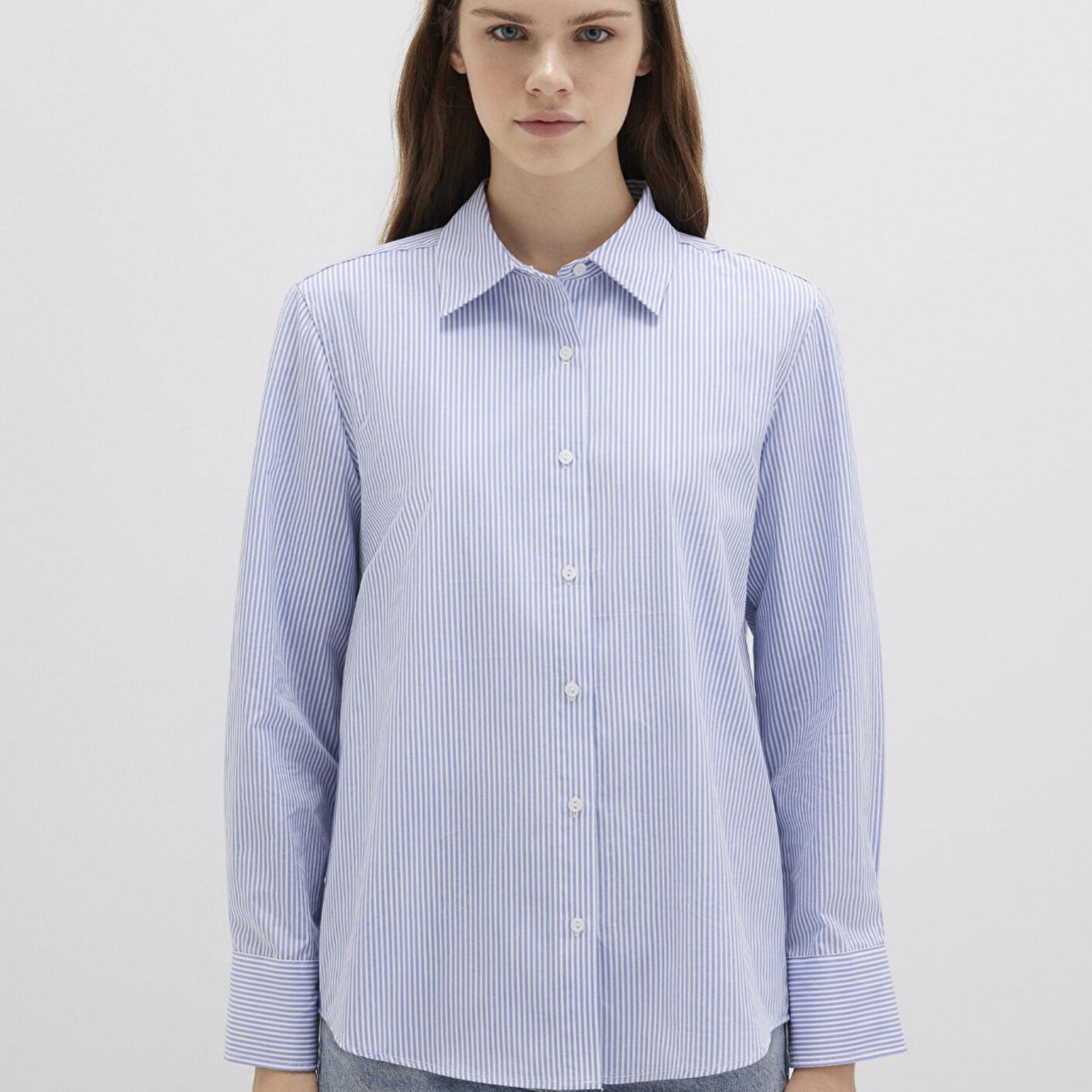 Mavi Çizgili Mavi Gömlek Regular Fit / Normal Kesim 1211199-81963