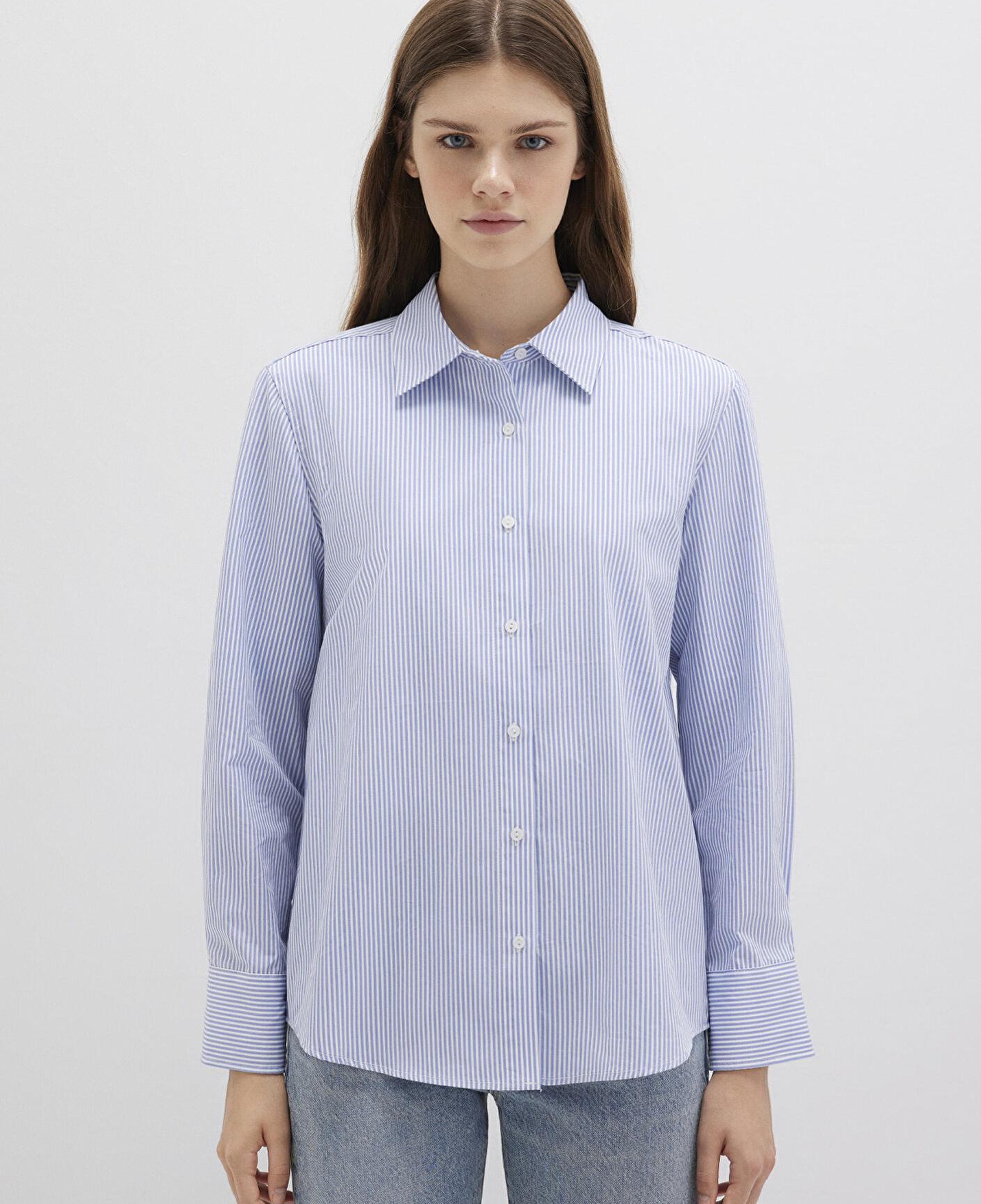 Mavi Çizgili Mavi Gömlek Regular Fit / Normal Kesim 1211199-81963