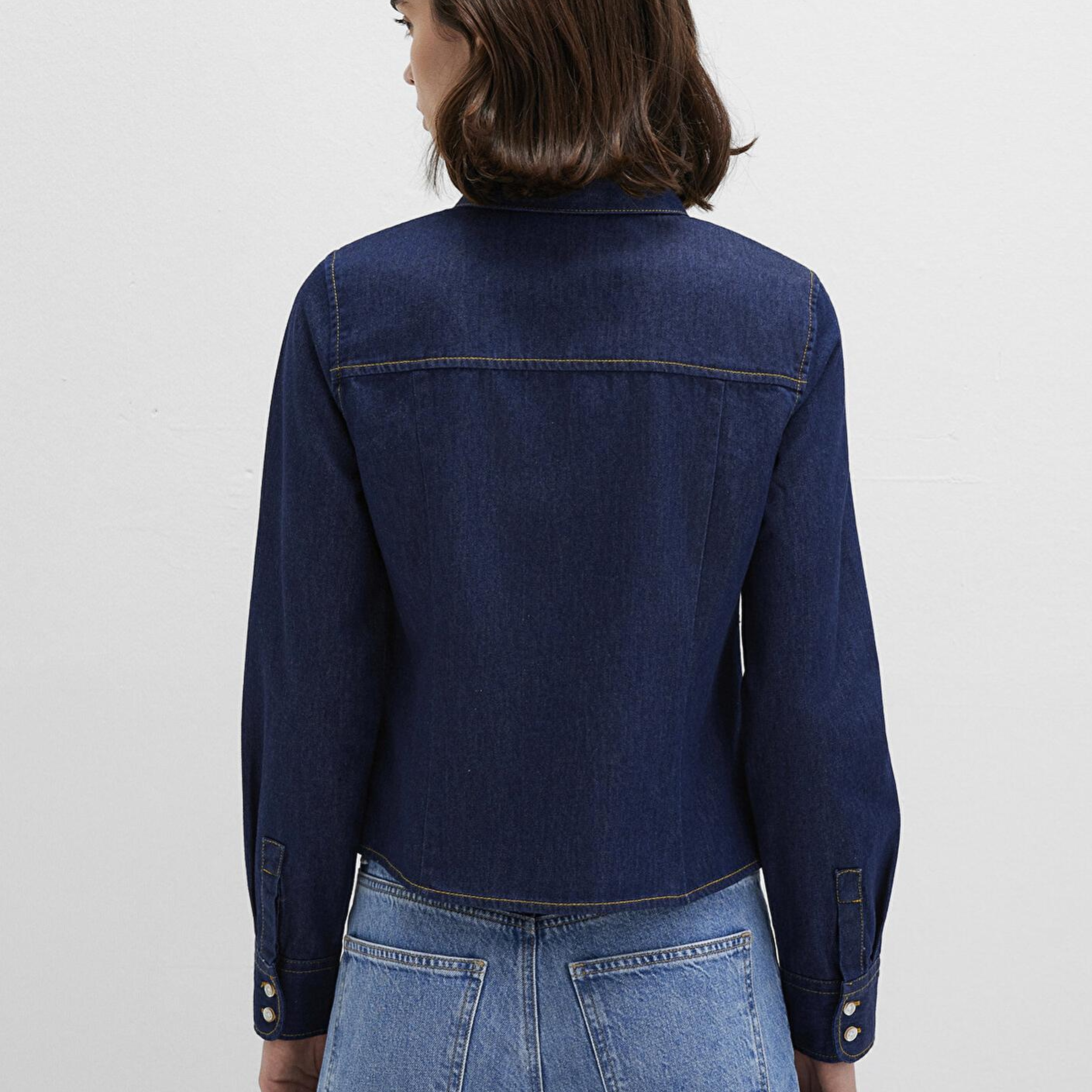 Mavi Lacivert Denim Gömlek Slim Fit / Dar Kesim 1211178-85481