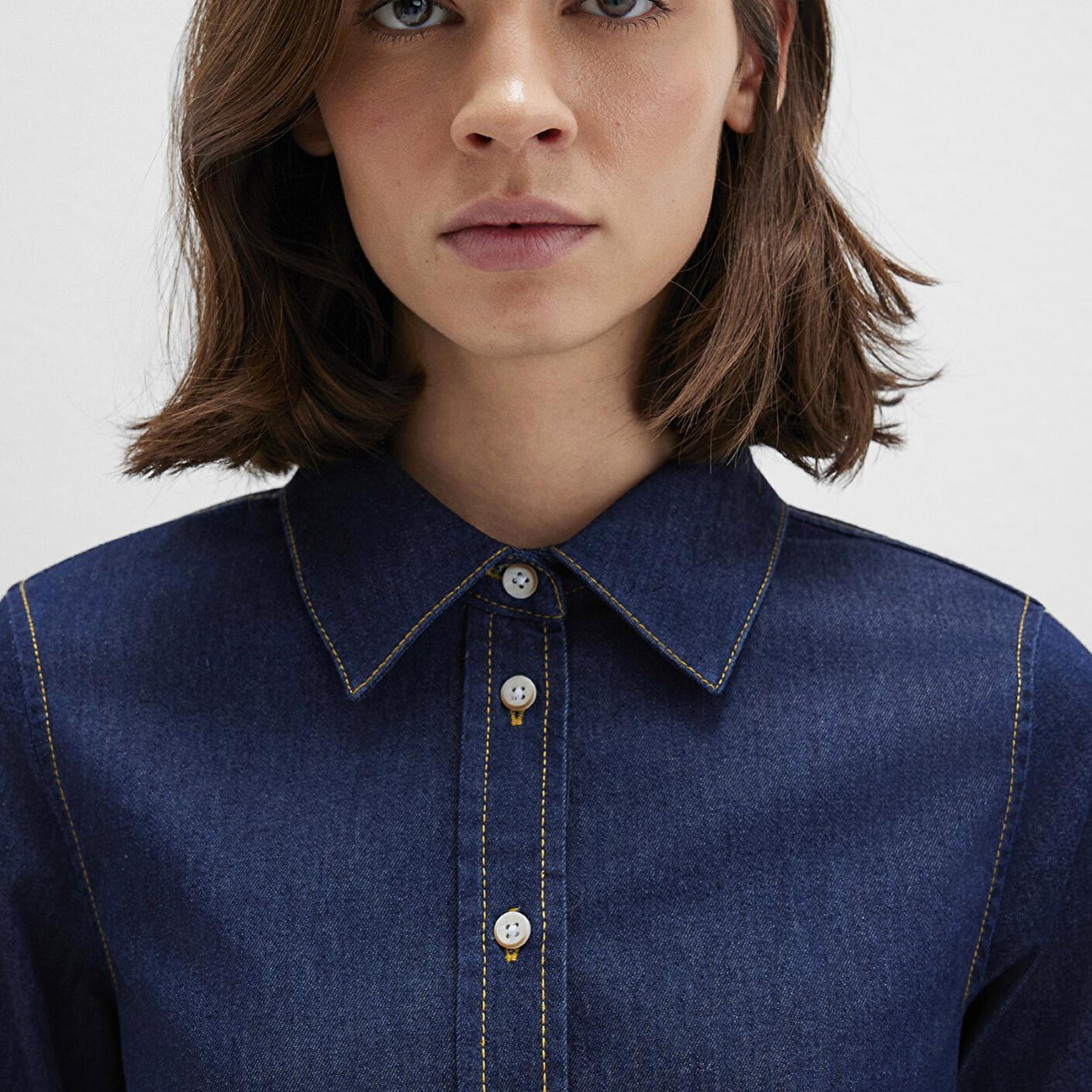 Mavi Lacivert Denim Gömlek Slim Fit / Dar Kesim 1211178-85481