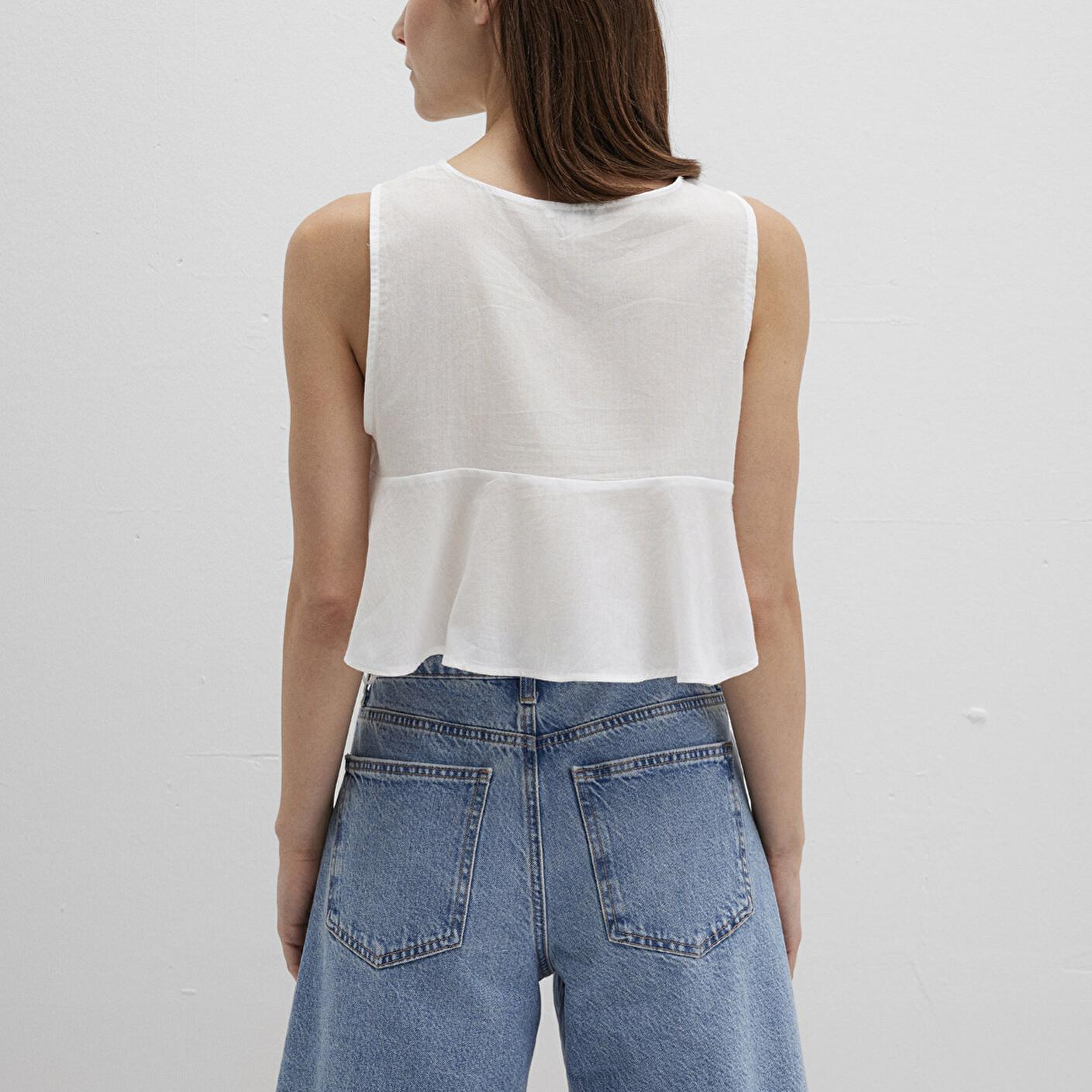 Mavi Bağcık Detaylı Fisto İşlemeli Top 1211177-70057