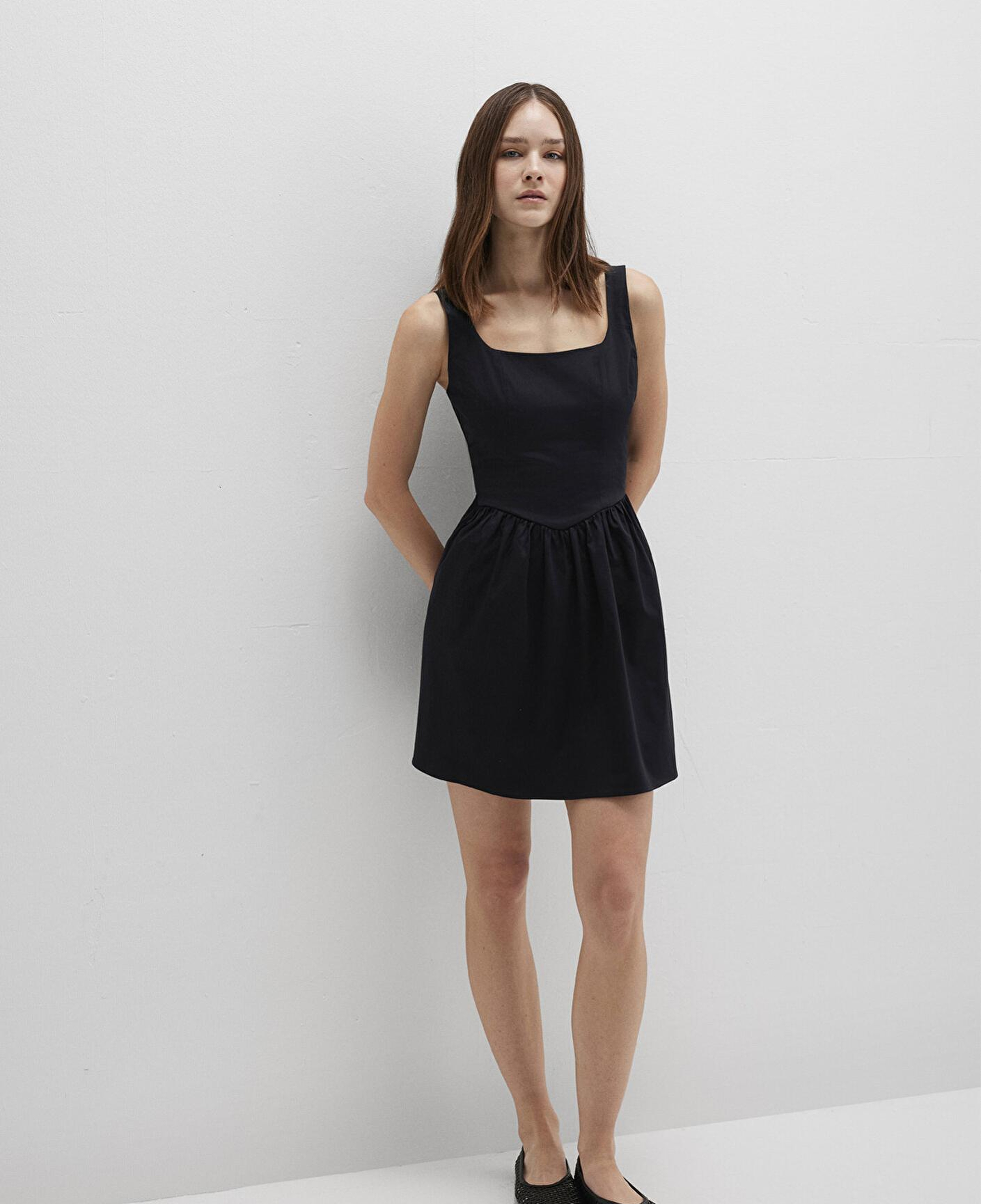 Mavi Askılı Siyah Mini Elbise 1310724-900