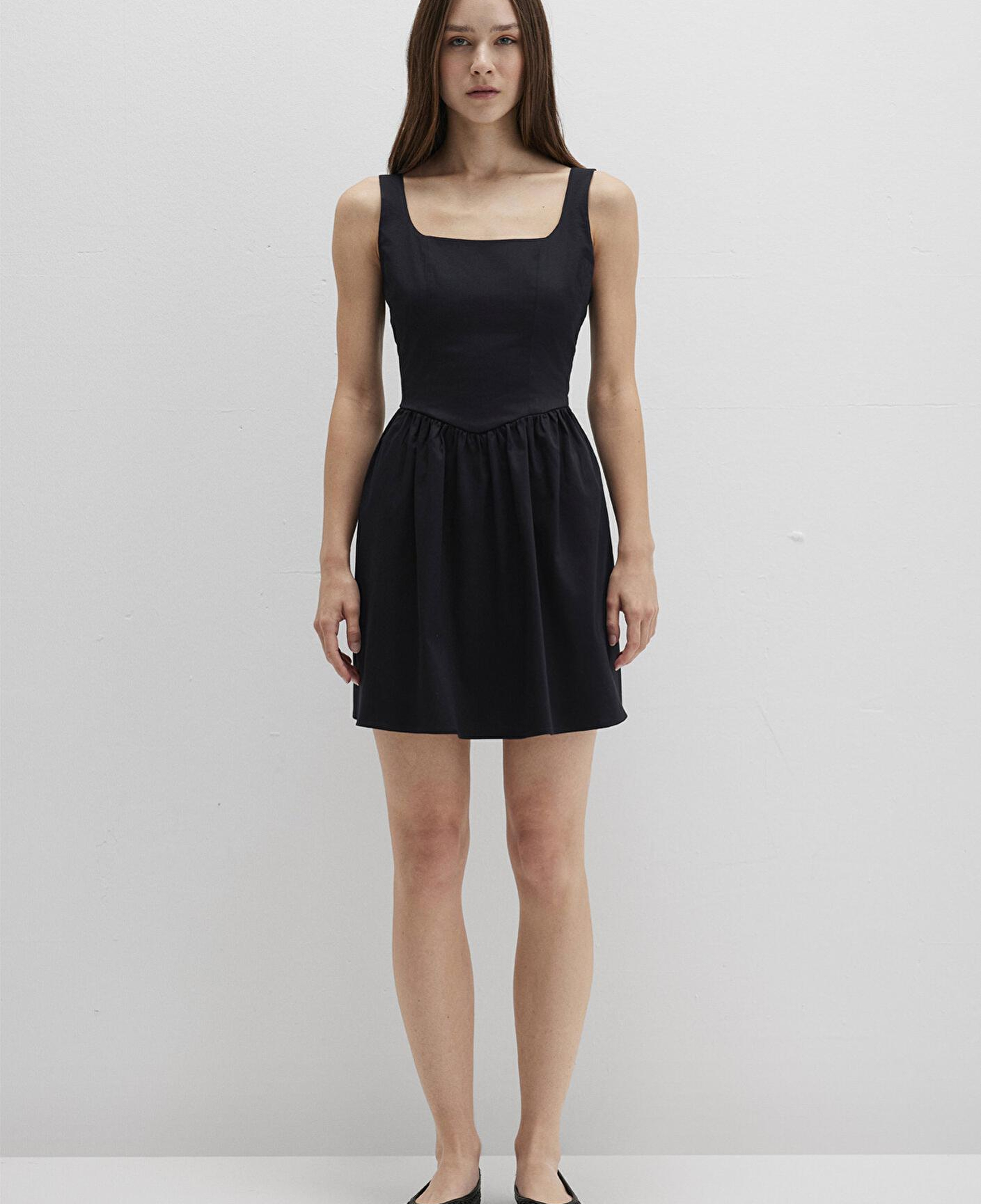 Mavi Askılı Siyah Mini Elbise 1310724-900