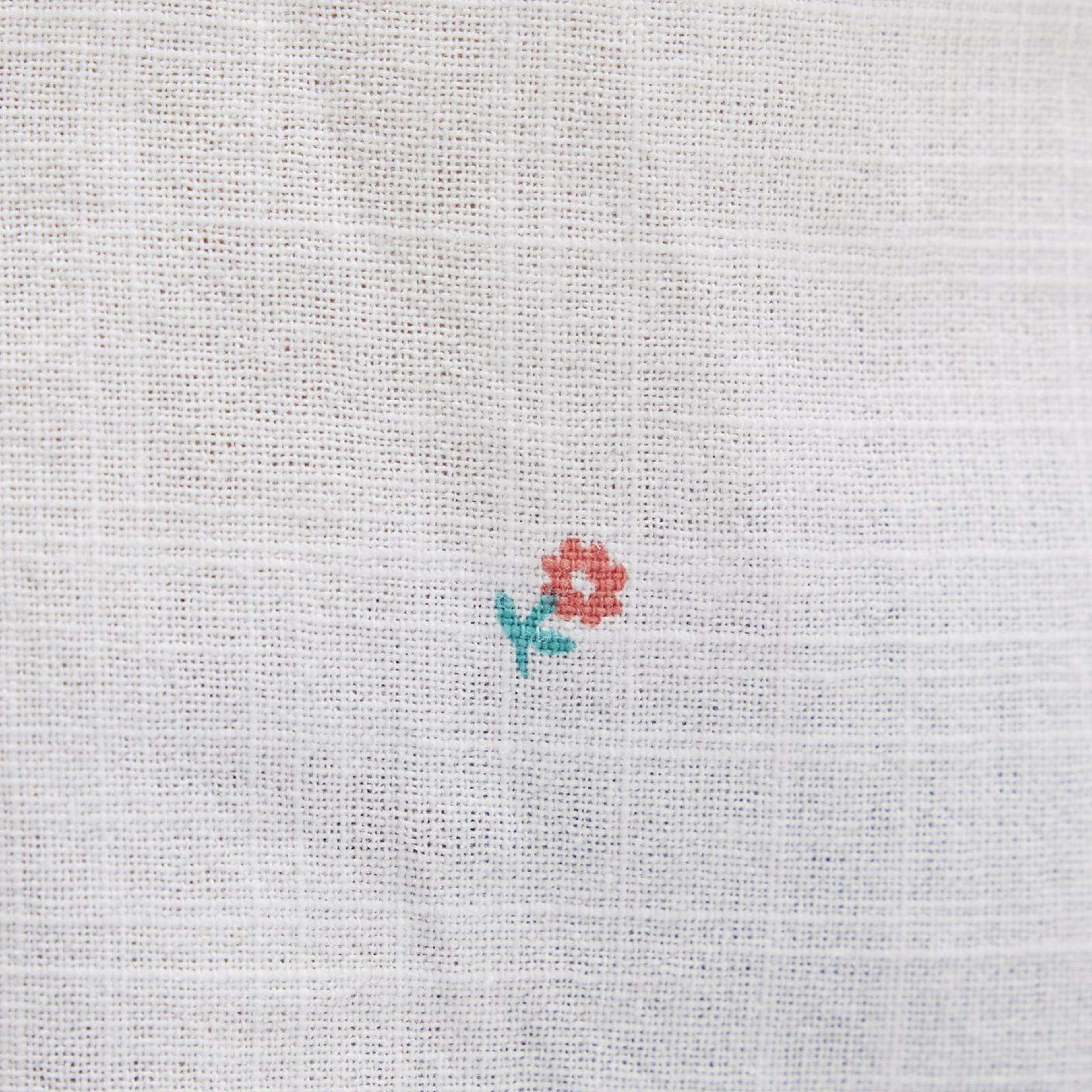 Mavi Çiçek Baskılı Ekru Gömlek Fitted / Vücuda Oturan Kesim 1210060-90701