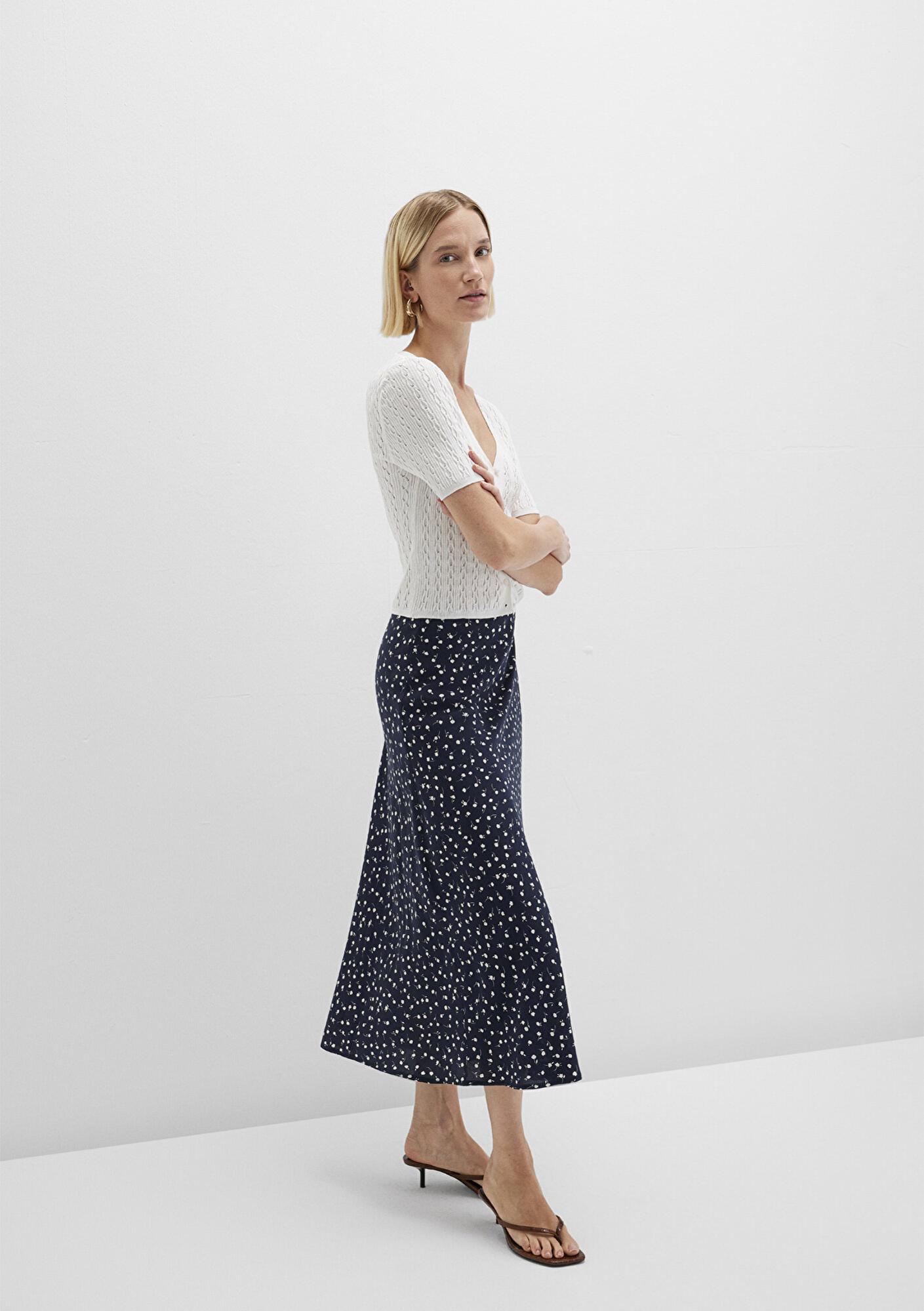 Mavi Baskılı Lacivert Midi Etek 1310583-91006