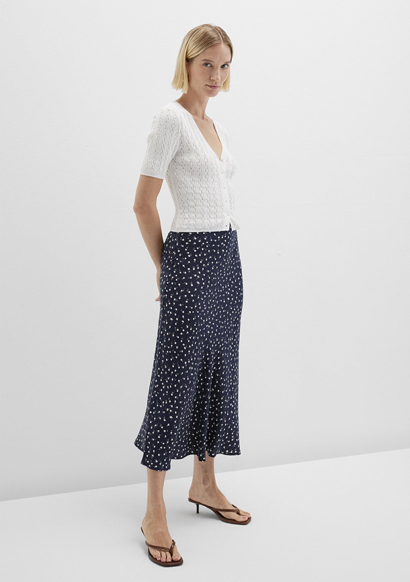 Mavi Baskılı Lacivert Midi Etek 1310583-91006