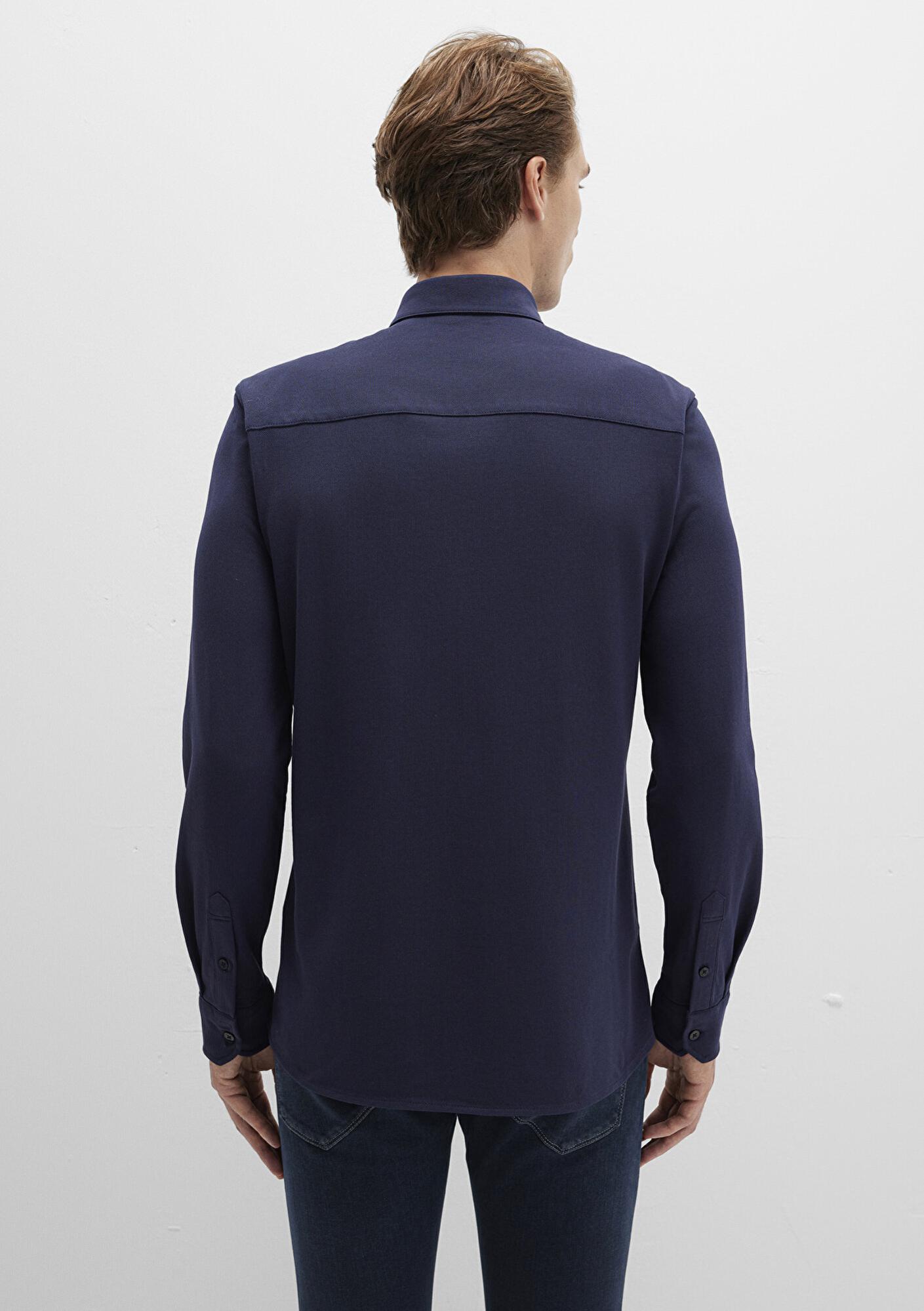 Mavi Mavi Black Lacivert Örme Gömlek Slim Fit / Dar Kesim 0211660-86415