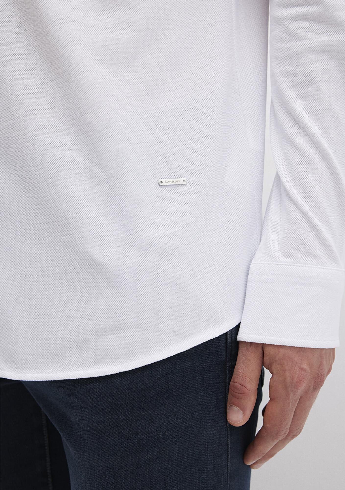 Mavi Mavi Black Beyaz Örme Gömlek Slim Fit / Dar Kesim 0211660-620