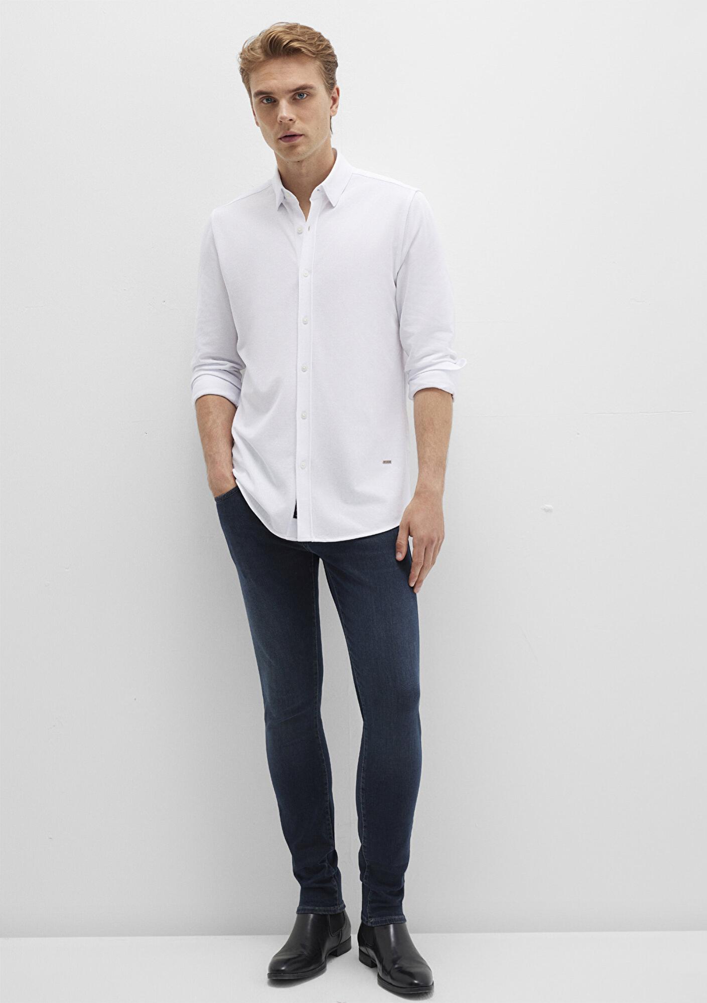 Mavi Mavi Black Beyaz Örme Gömlek Slim Fit / Dar Kesim 0211660-620