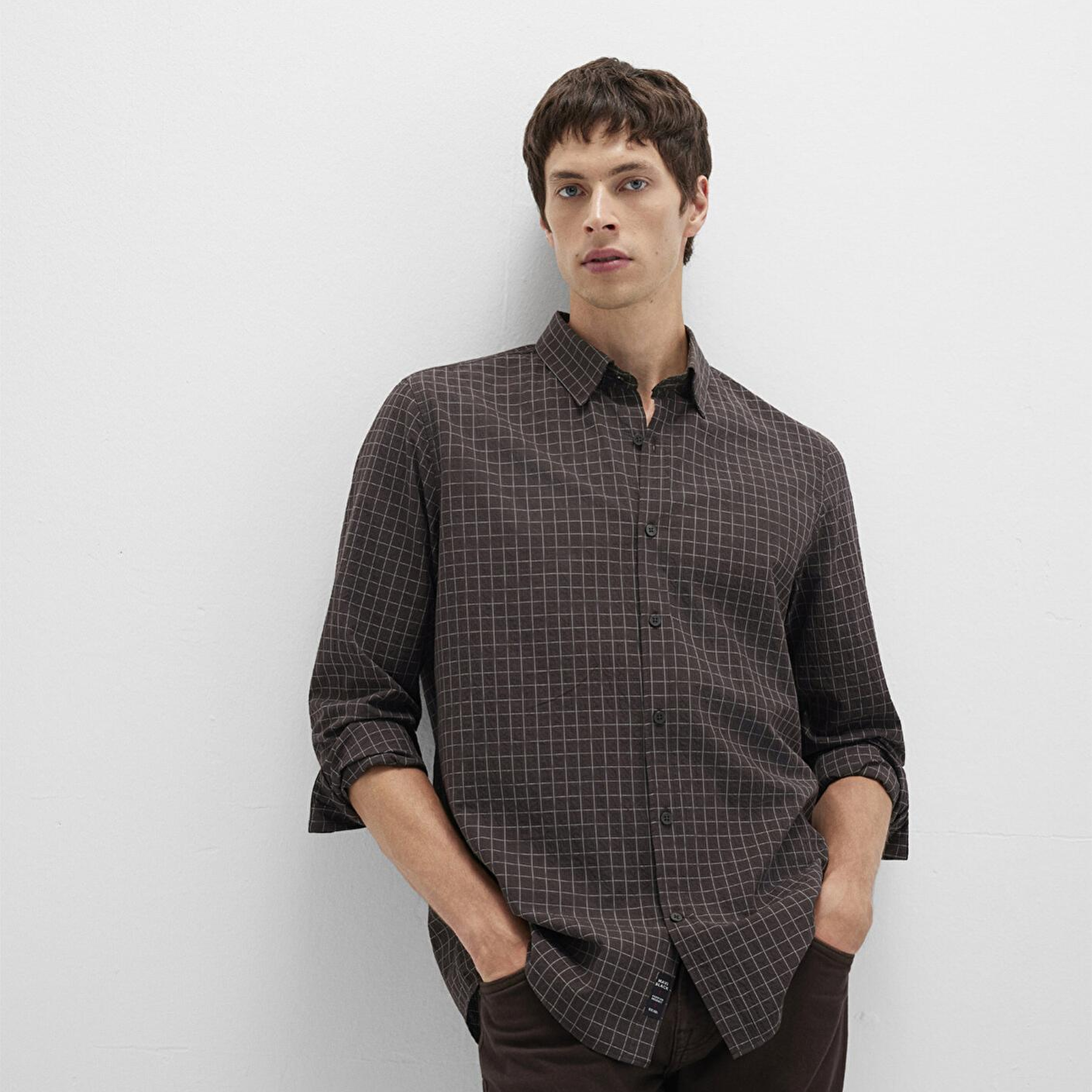 Mavi Kareli Kahverengi Gömlek Regular Fit / Normal Kesim 0211675-91012