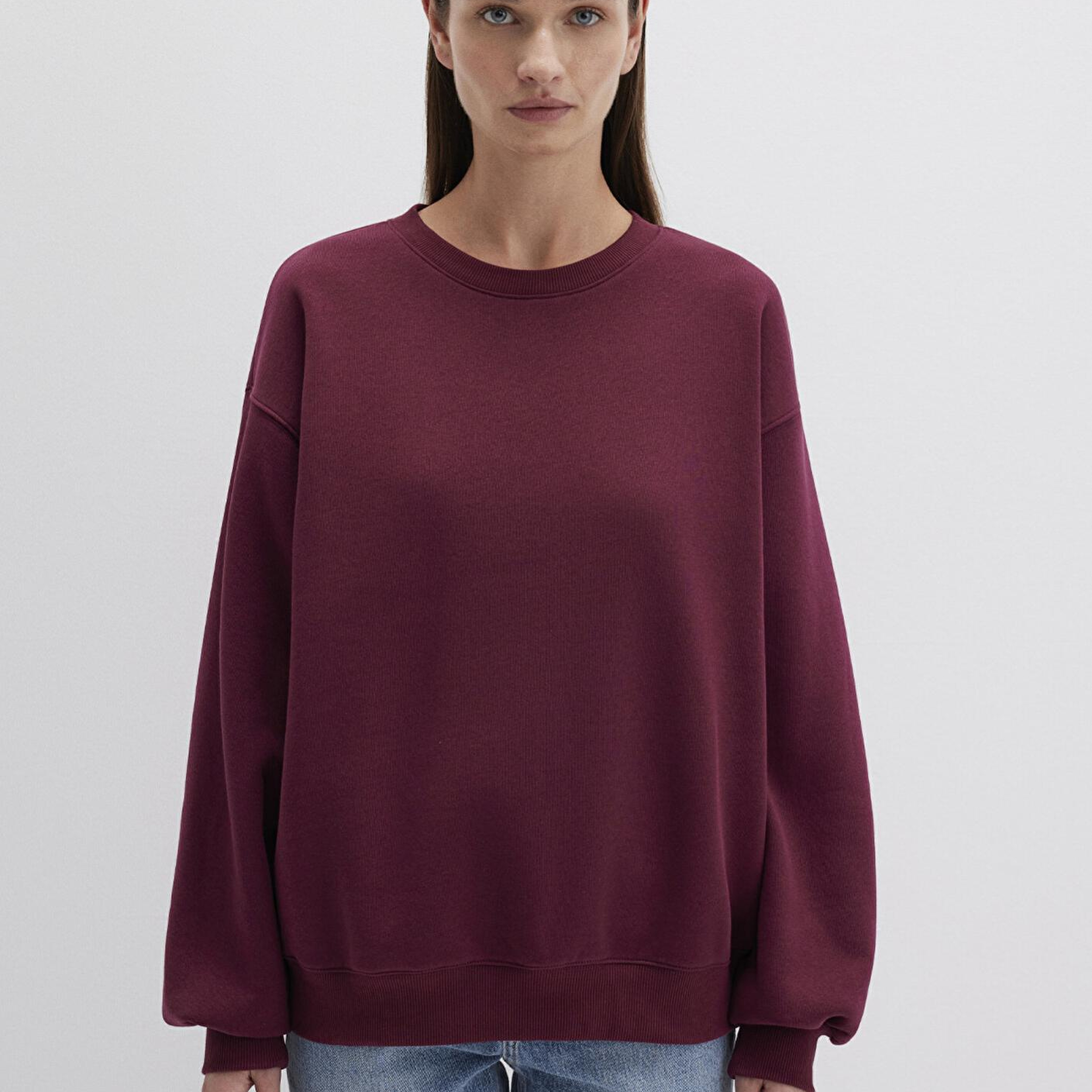 Mavi Bisiklet Yaka Bordo Basic Sweatshirt 1610198-70415
