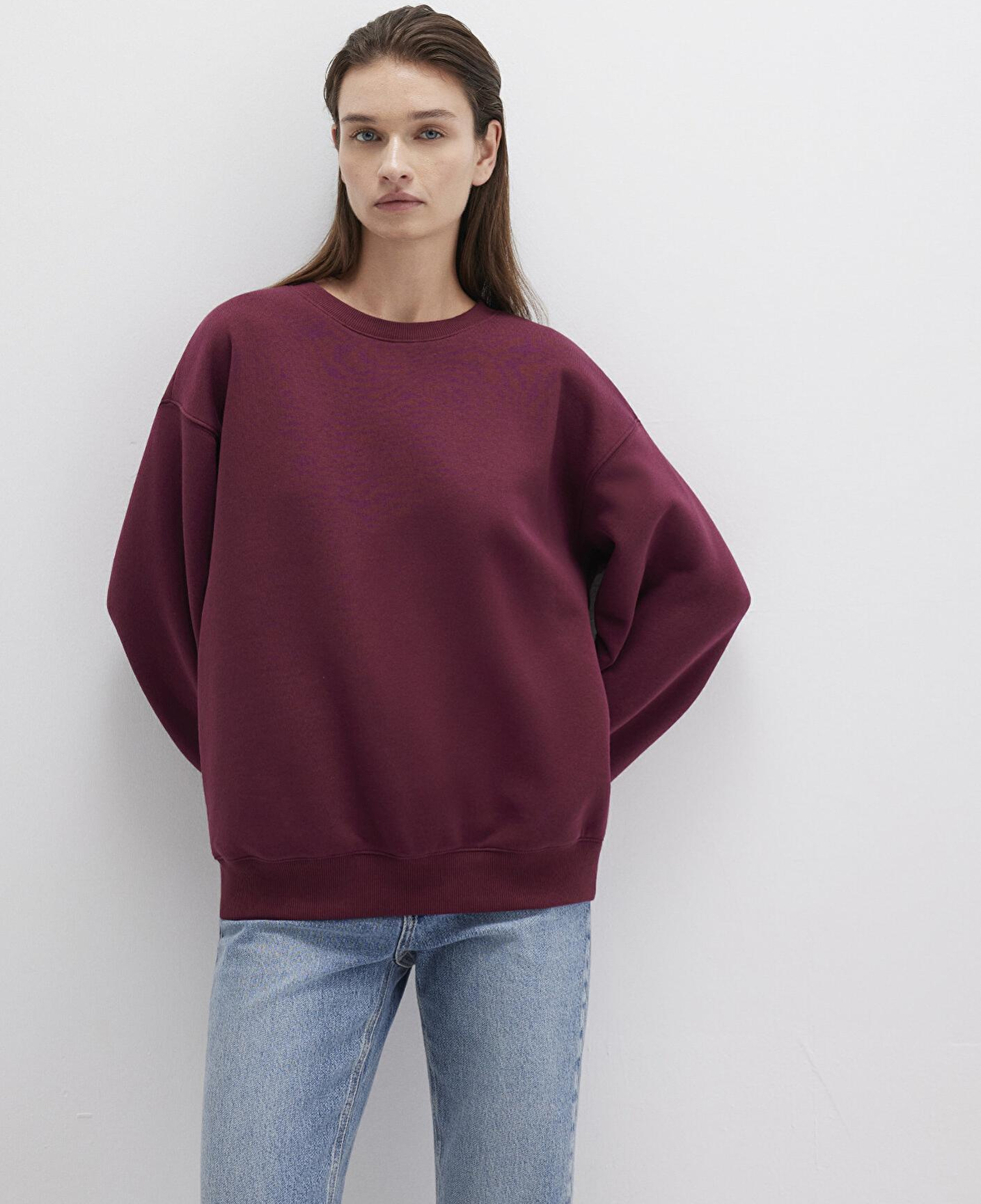 Mavi Bisiklet Yaka Bordo Basic Sweatshirt 1610198-70415