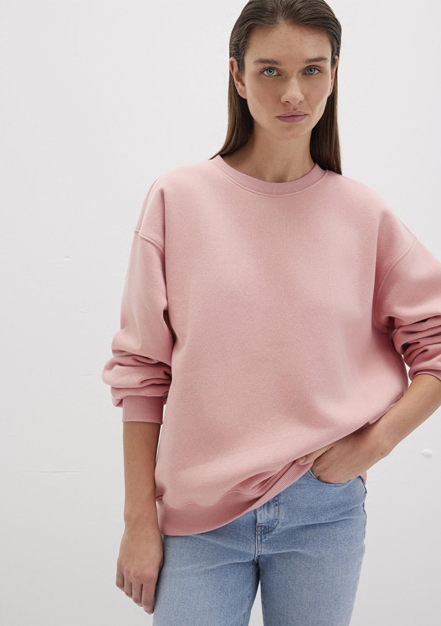 Mavi Bisiklet Yaka Pembe Basic Sweatshirt 1610198-91003