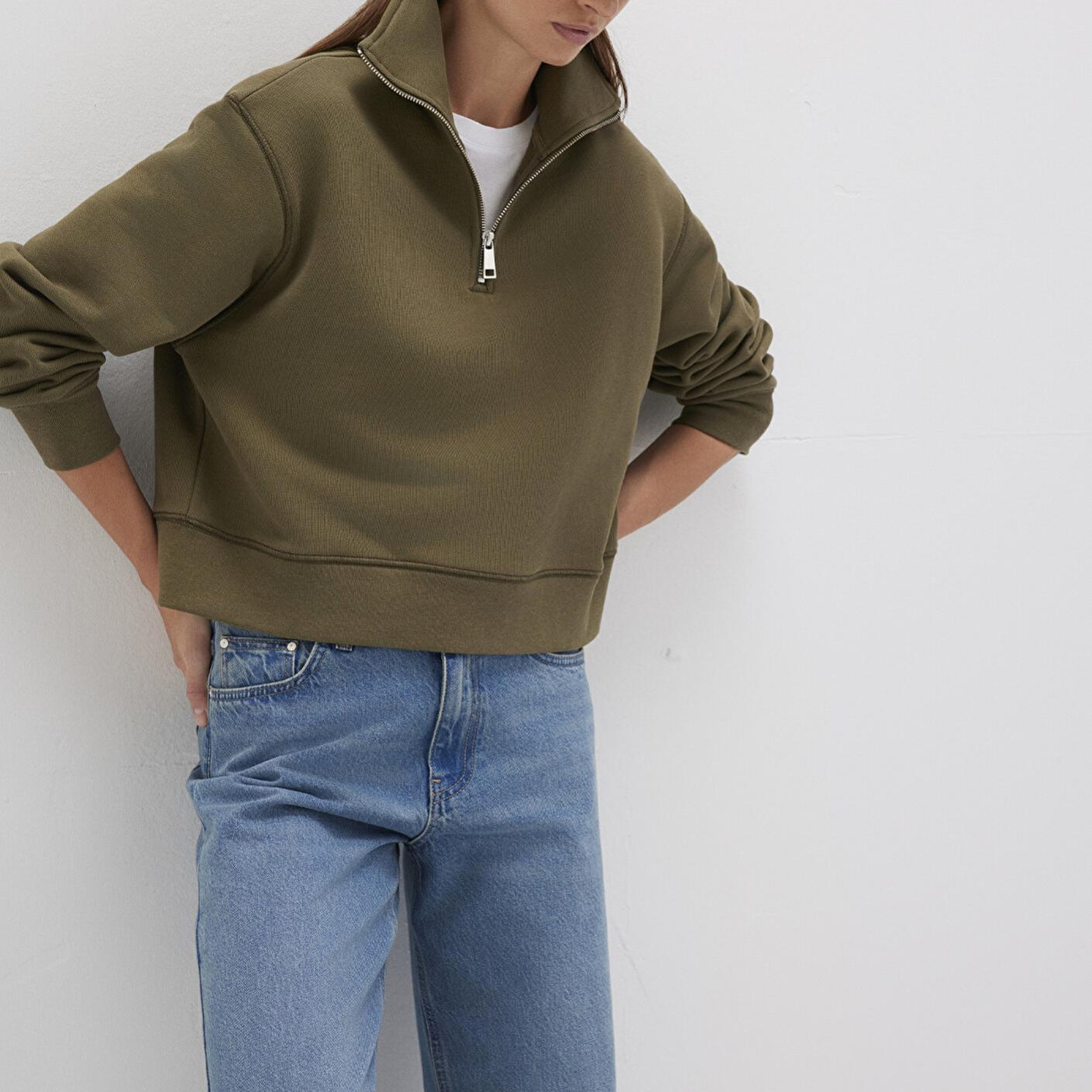 Mavi Yarı Fermuarlı Haki Sweatshirt 1S10391-71589