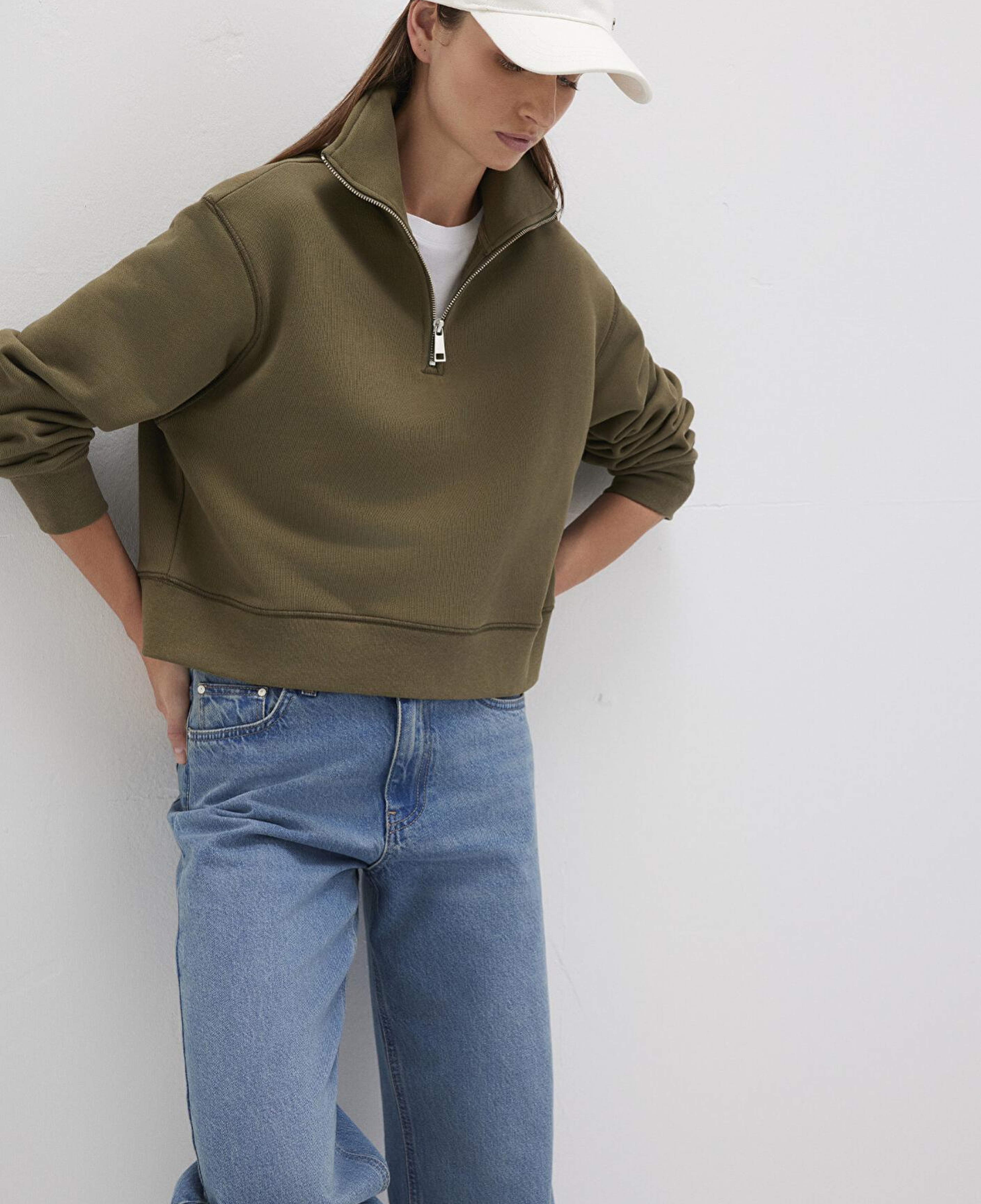 Mavi Yarı Fermuarlı Haki Sweatshirt 1S10391-71589