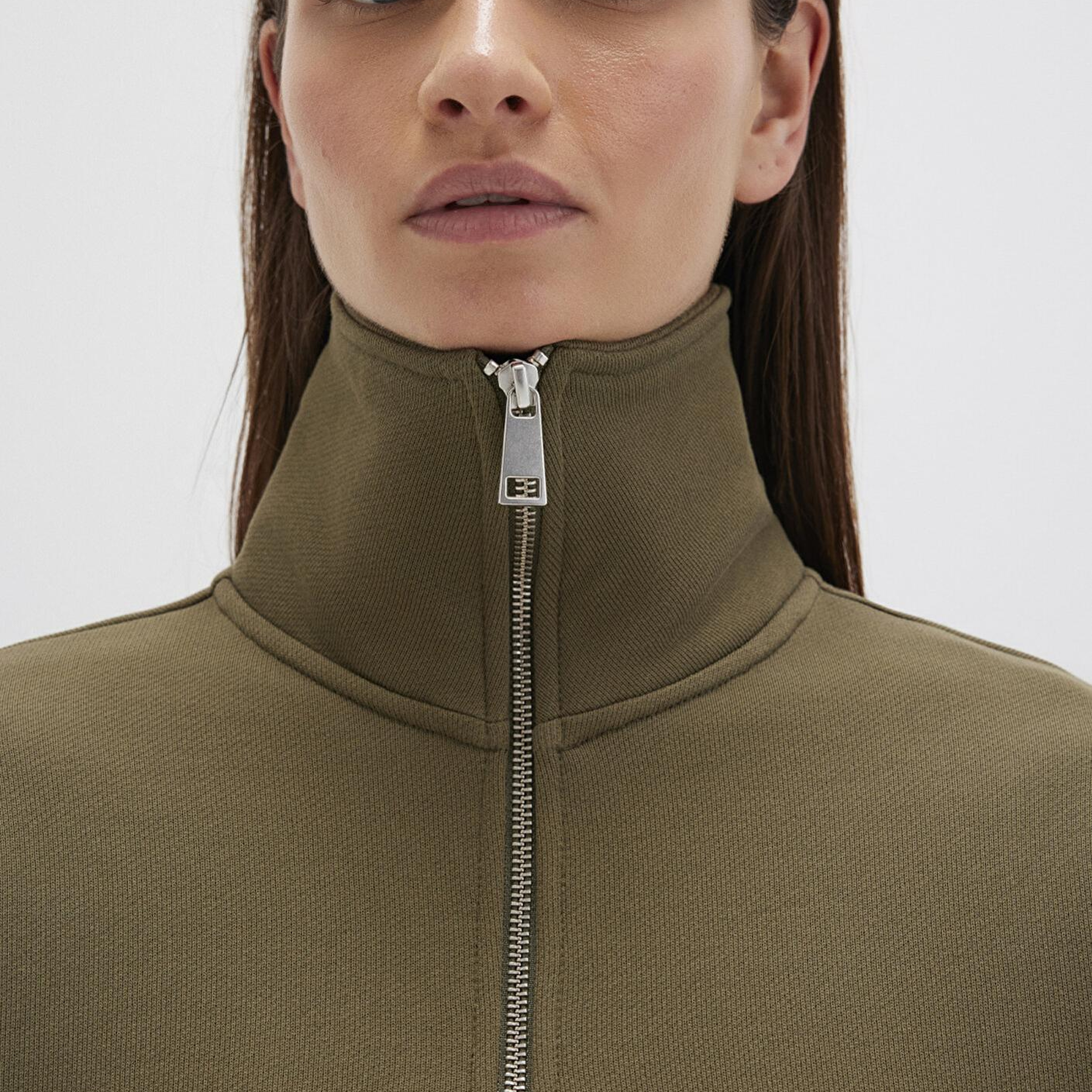 Mavi Yarı Fermuarlı Haki Sweatshirt 1S10391-71589