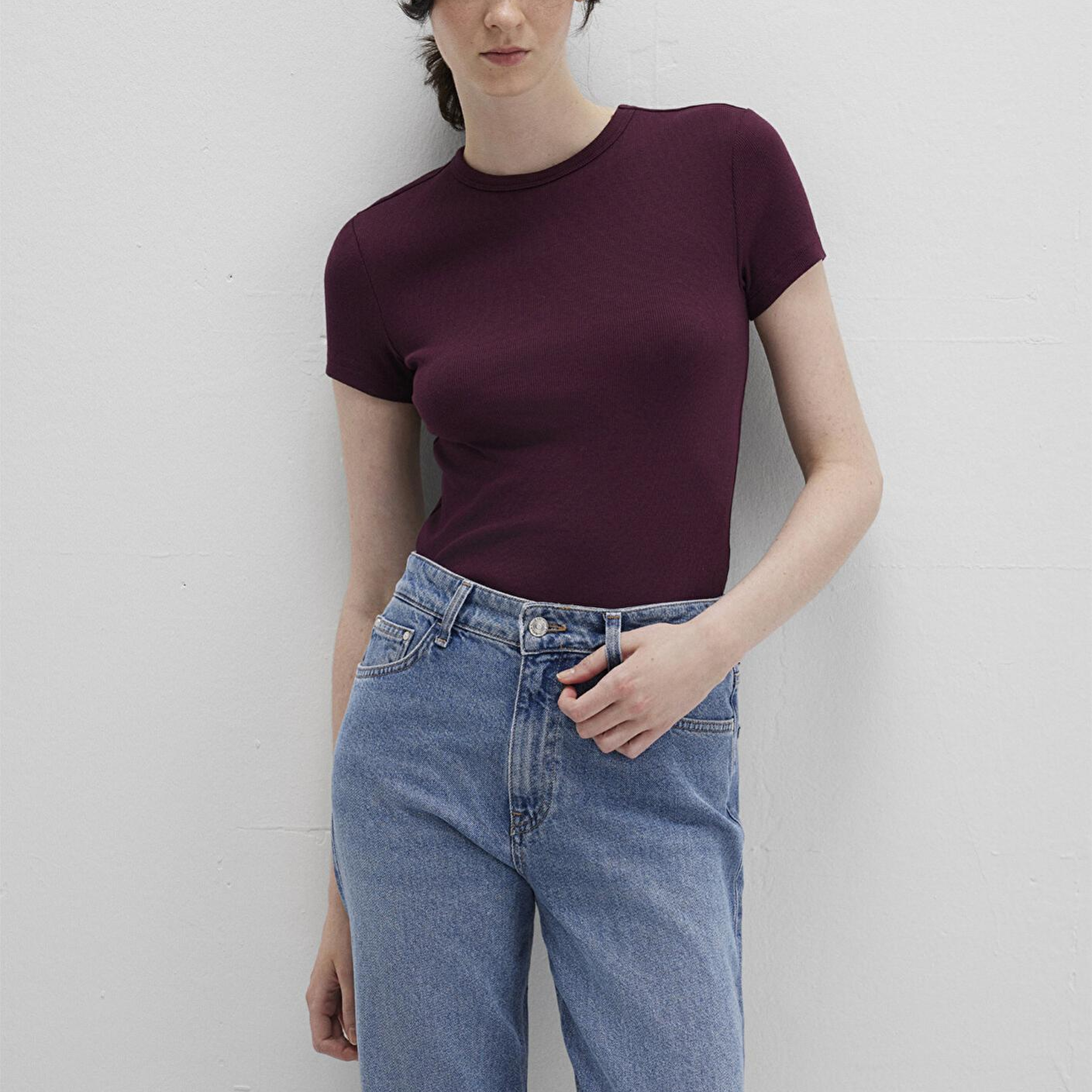 Mavi Mor Basic Tişört Fitted / Vücuda Oturan Kesim 1613081-70434