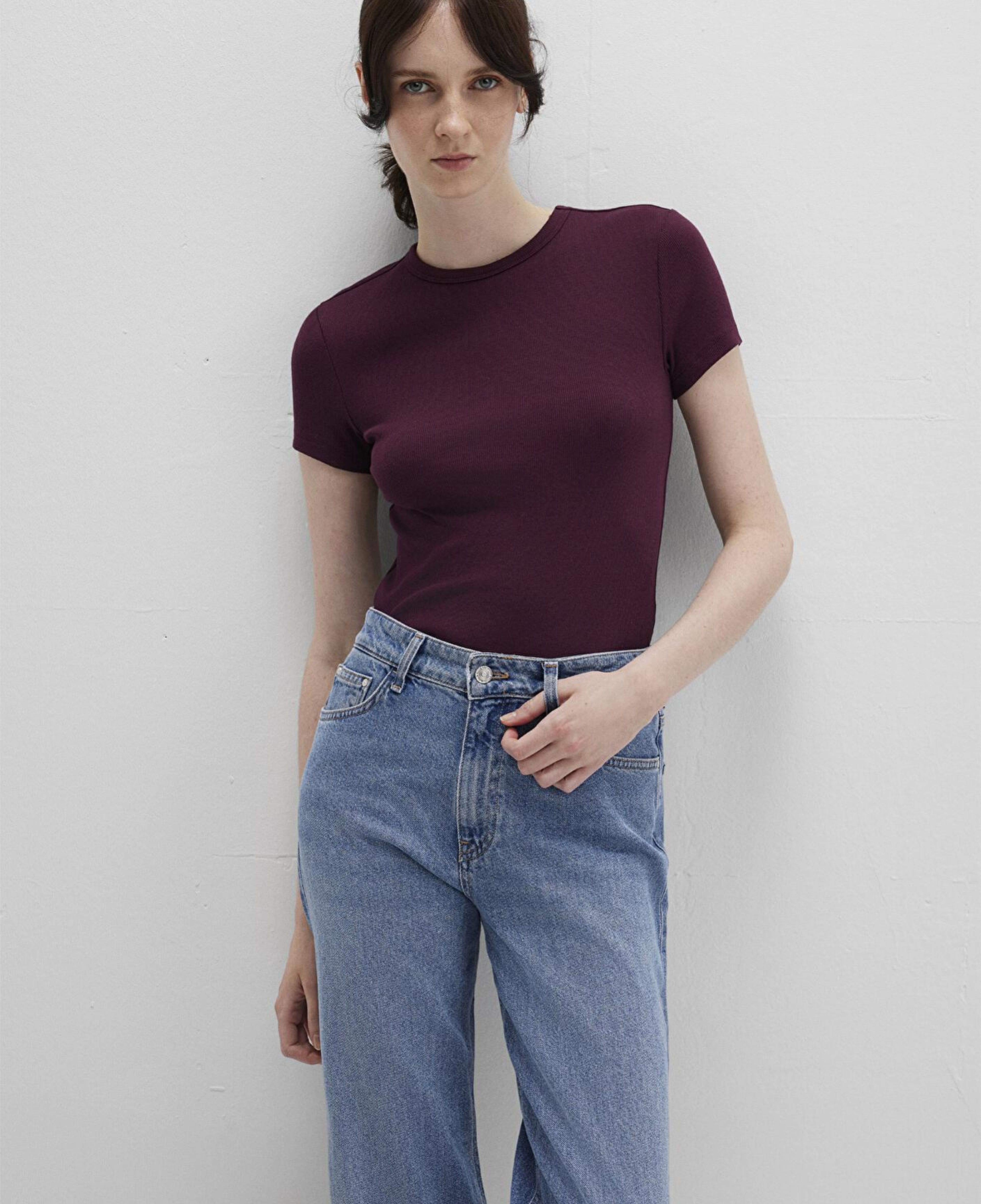 Mavi Mor Basic Tişört Fitted / Vücuda Oturan Kesim 1613081-70434