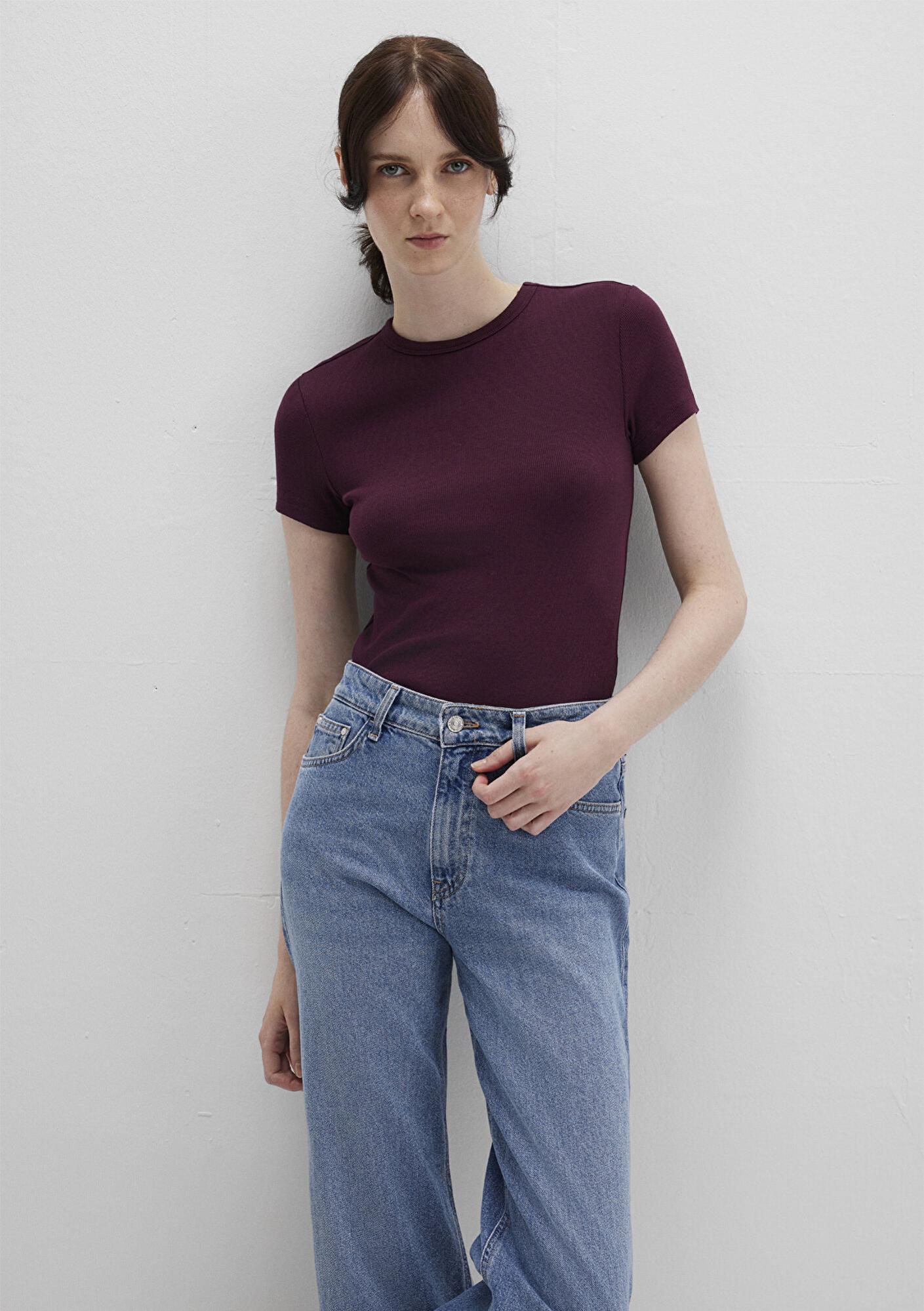 Mavi Mor Basic Tişört Fitted / Vücuda Oturan Kesim 1613081-70434