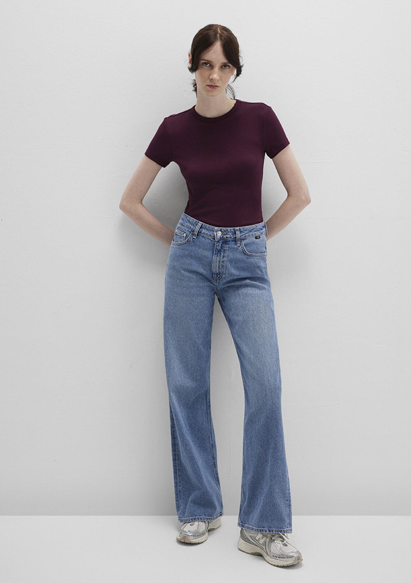 Mavi Mor Basic Tişört Fitted / Vücuda Oturan Kesim 1613081-70434