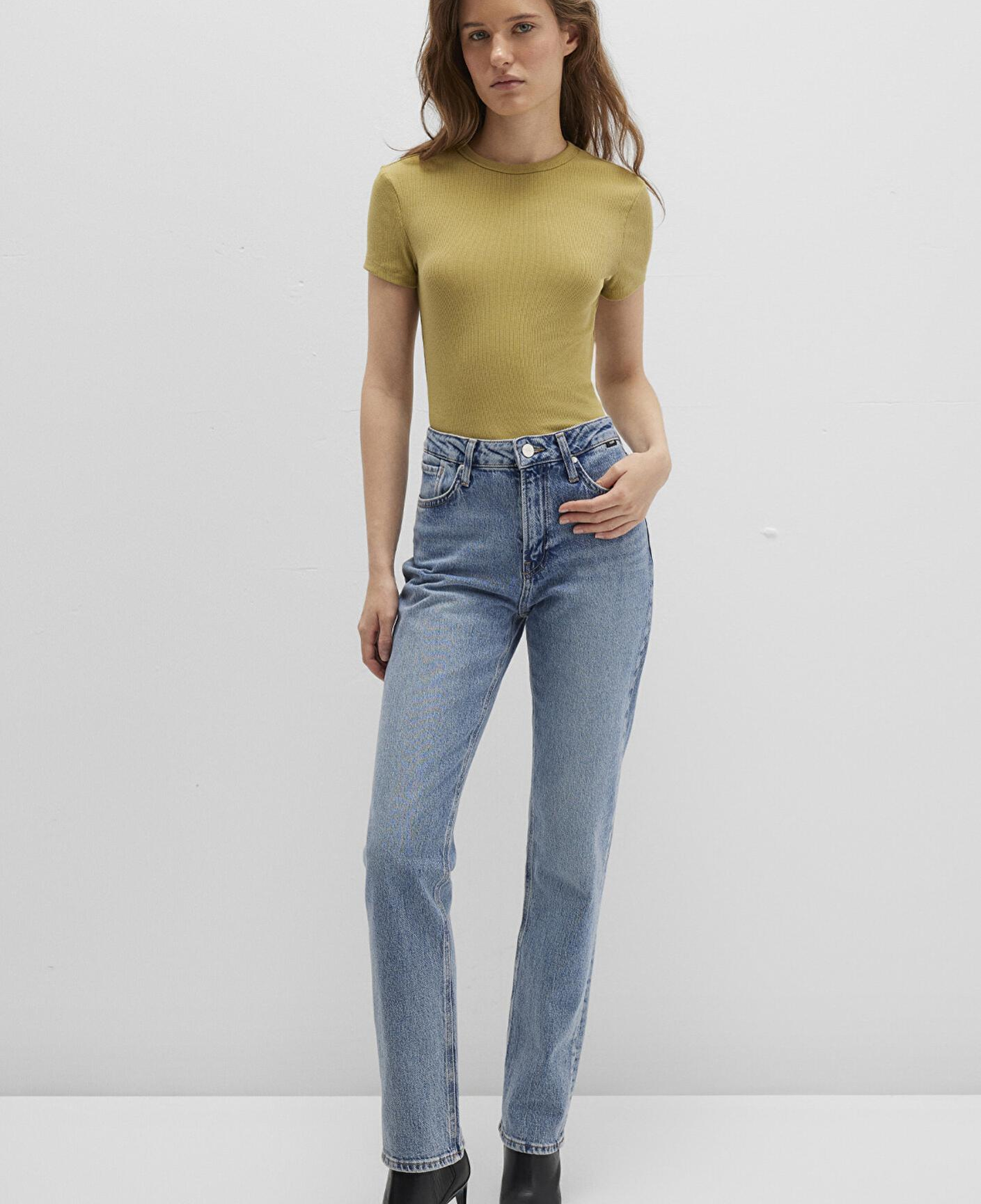 Mavi Yeşil Basic Tişört Fitted / Vücuda Oturan Kesim 1613081-70217