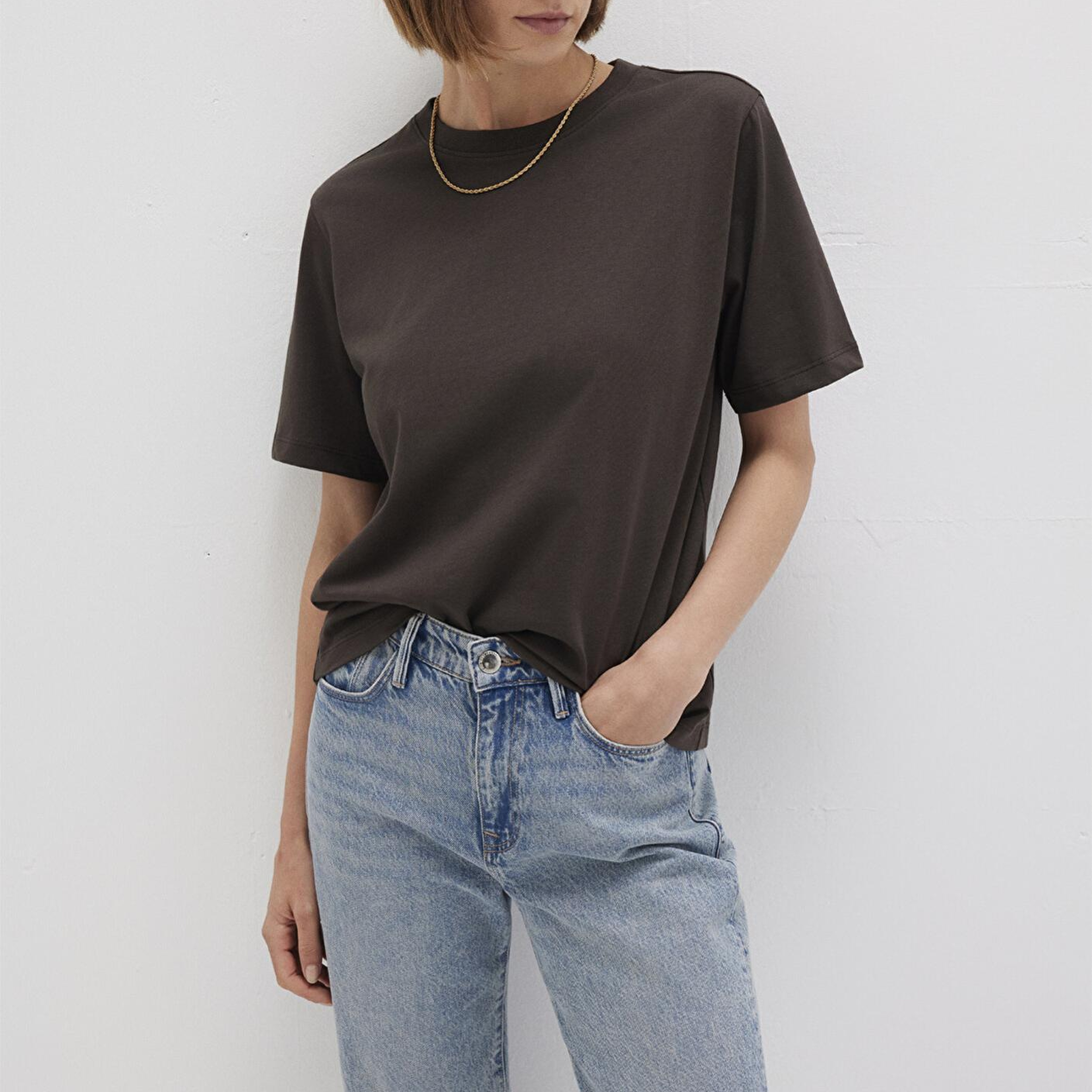 Mavi Kahverengi Basic Tişört Regular Fit / Normal Kesim 1600965-90707