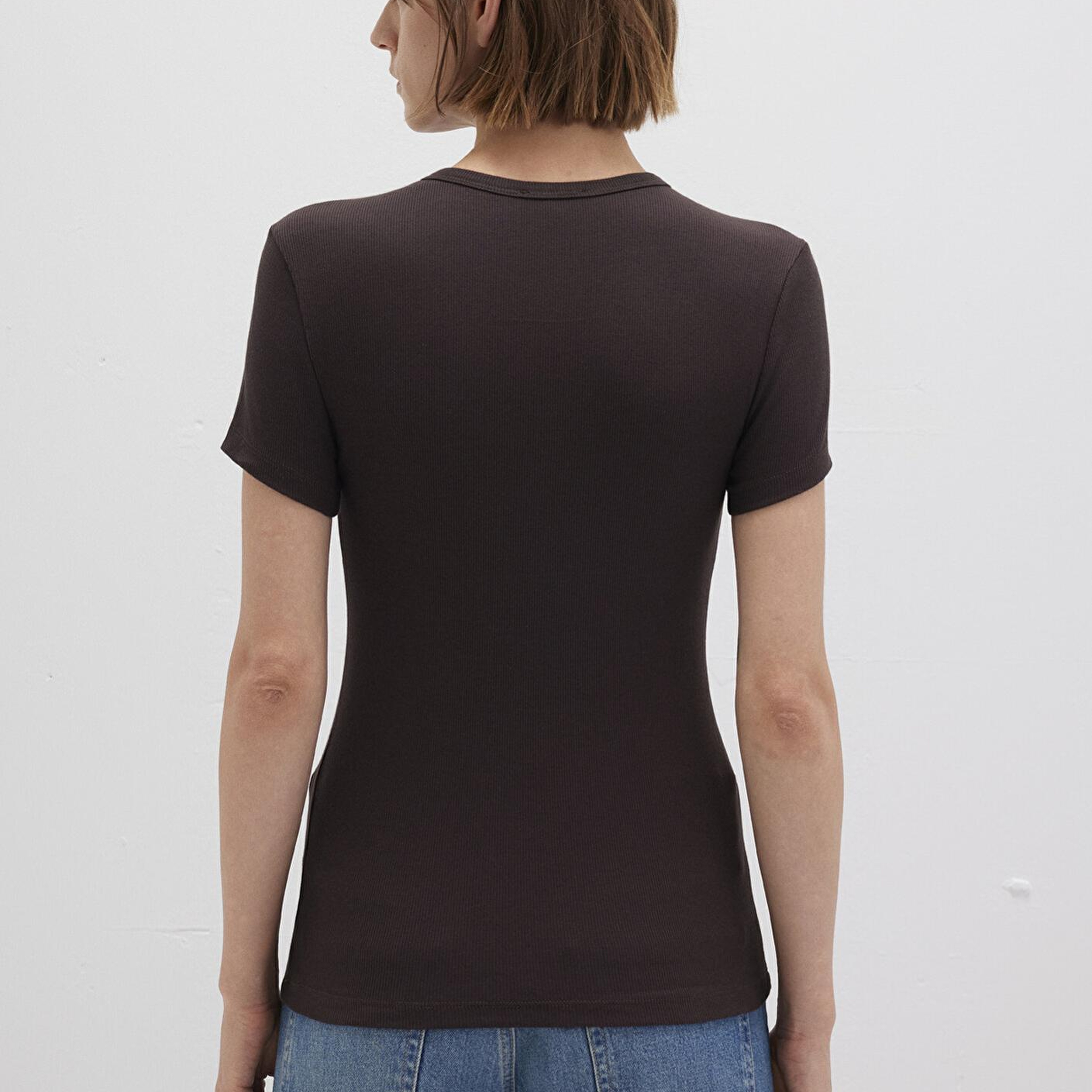 Mavi Kahverengi Basic Tişört Fitted / Vücuda Oturan Kesim 1613081-70240