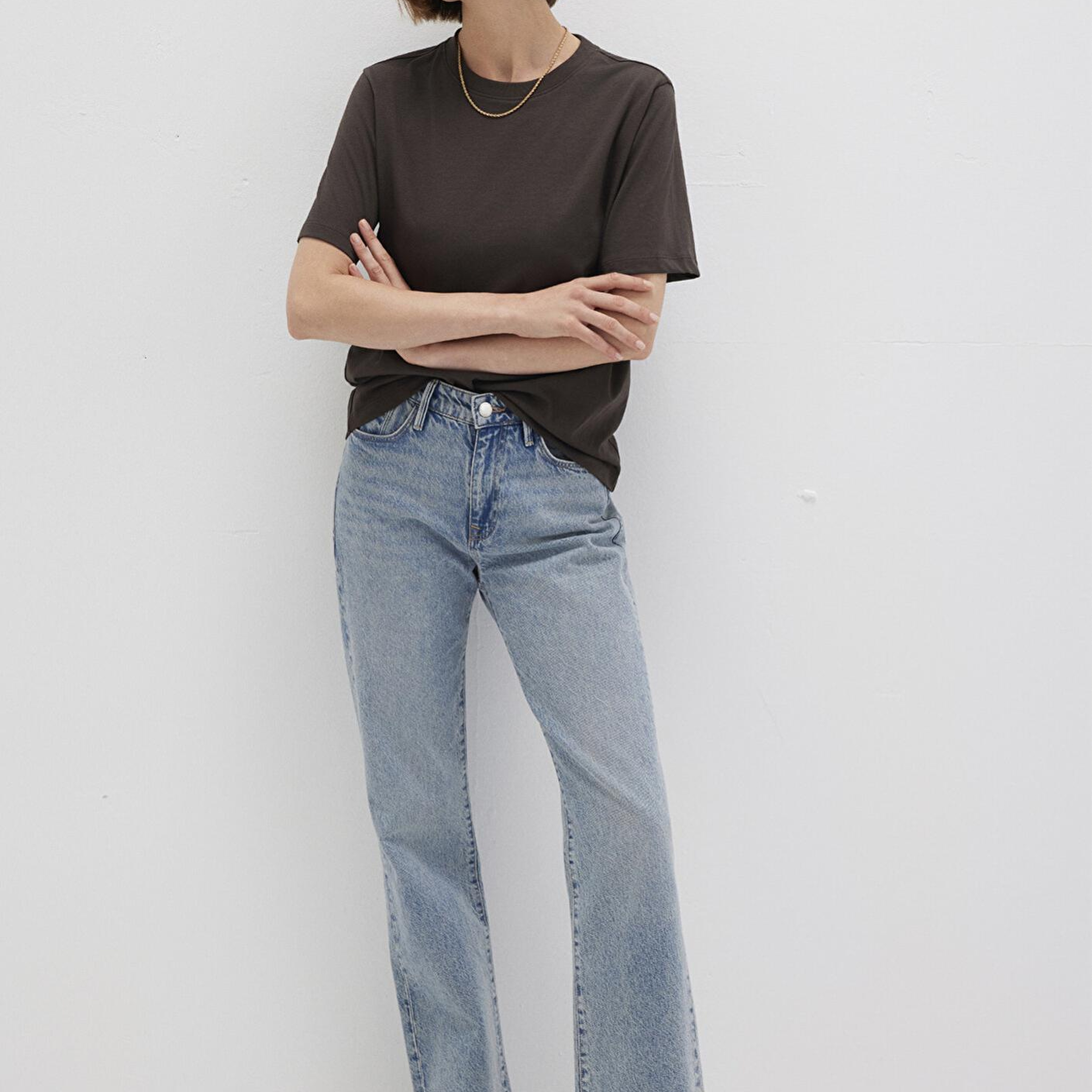 Mavi Kahverengi Basic Tişört Regular Fit / Normal Kesim 1600965-90707