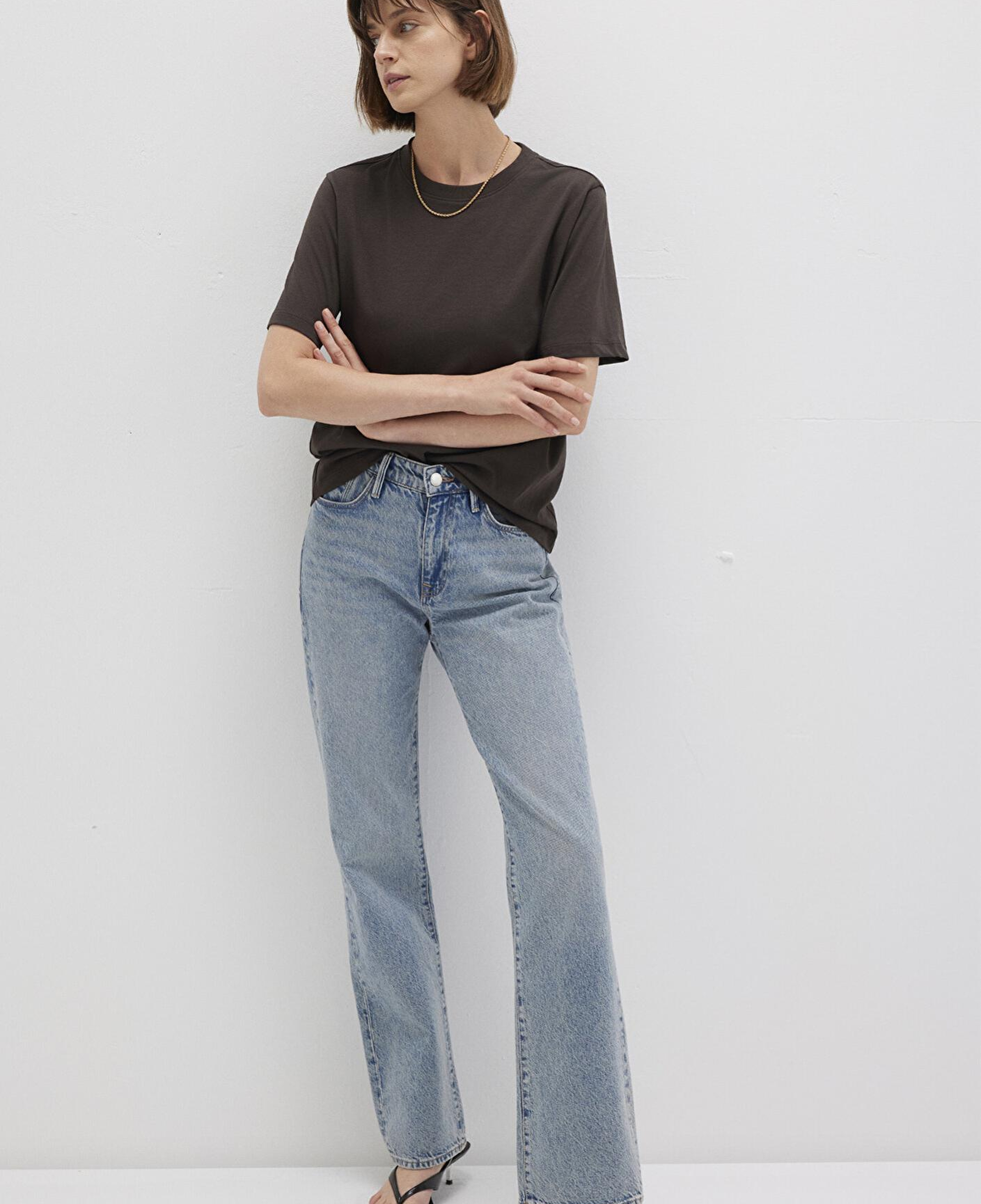 Mavi Kahverengi Basic Tişört Regular Fit / Normal Kesim 1600965-90707